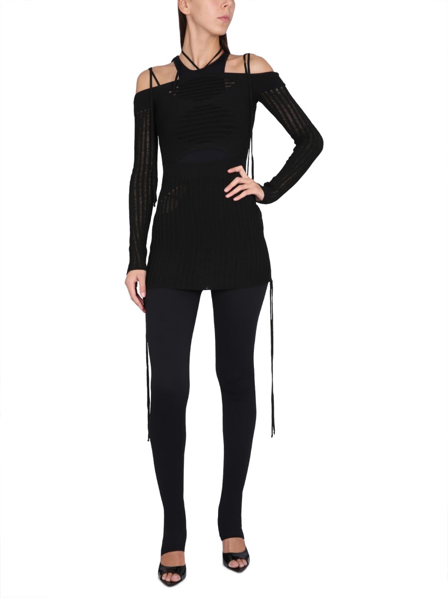 Andreädamo Andreādamo Mini Ribbed Dress In Black