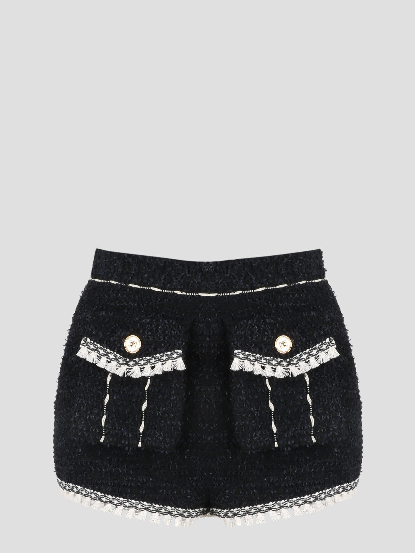 Elisabetta Franchi Tweed Shorts In Black