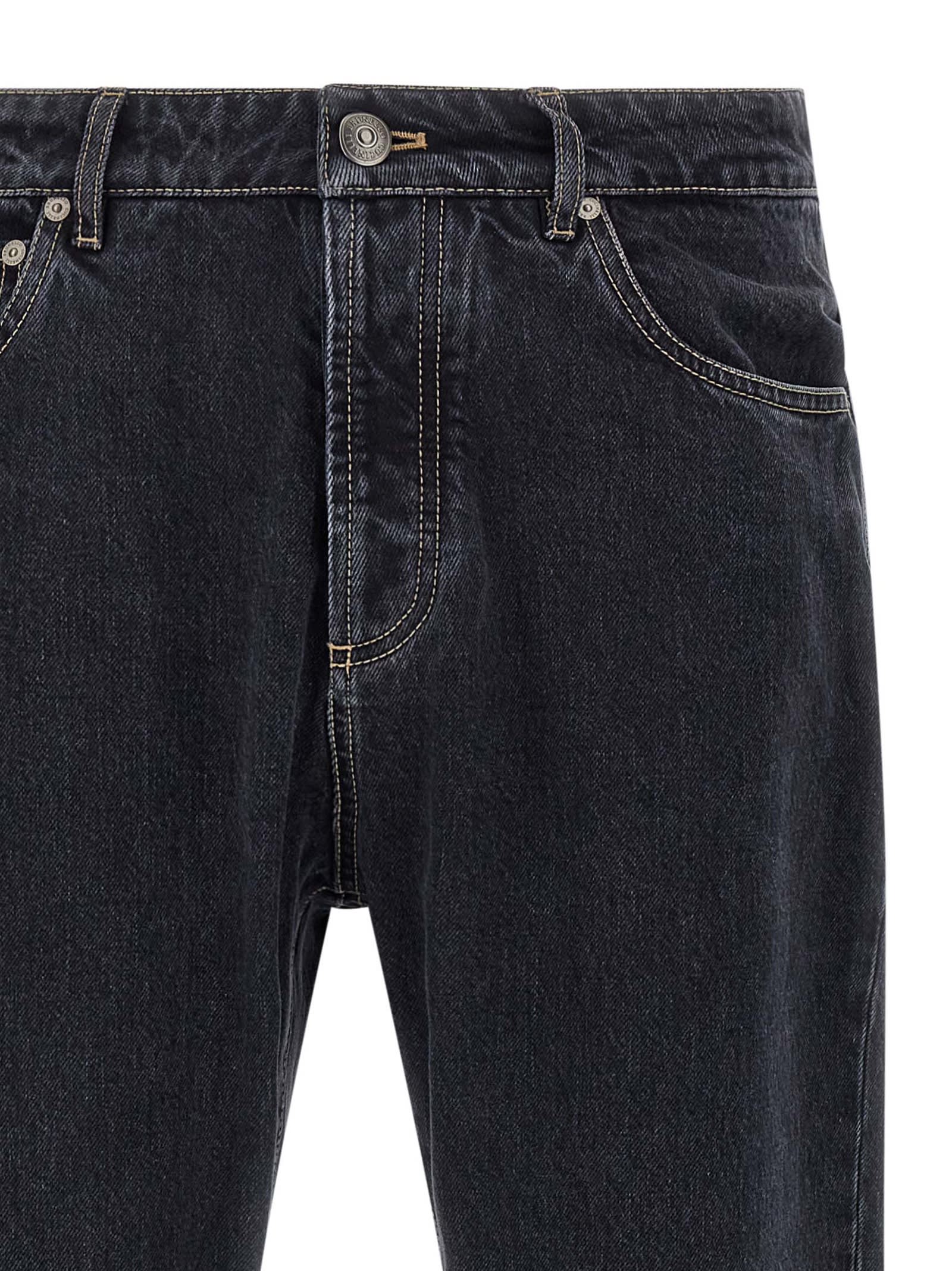 Brunello Cucinelli Rolled Cuff Five-pocket Denim Trousers In Gray