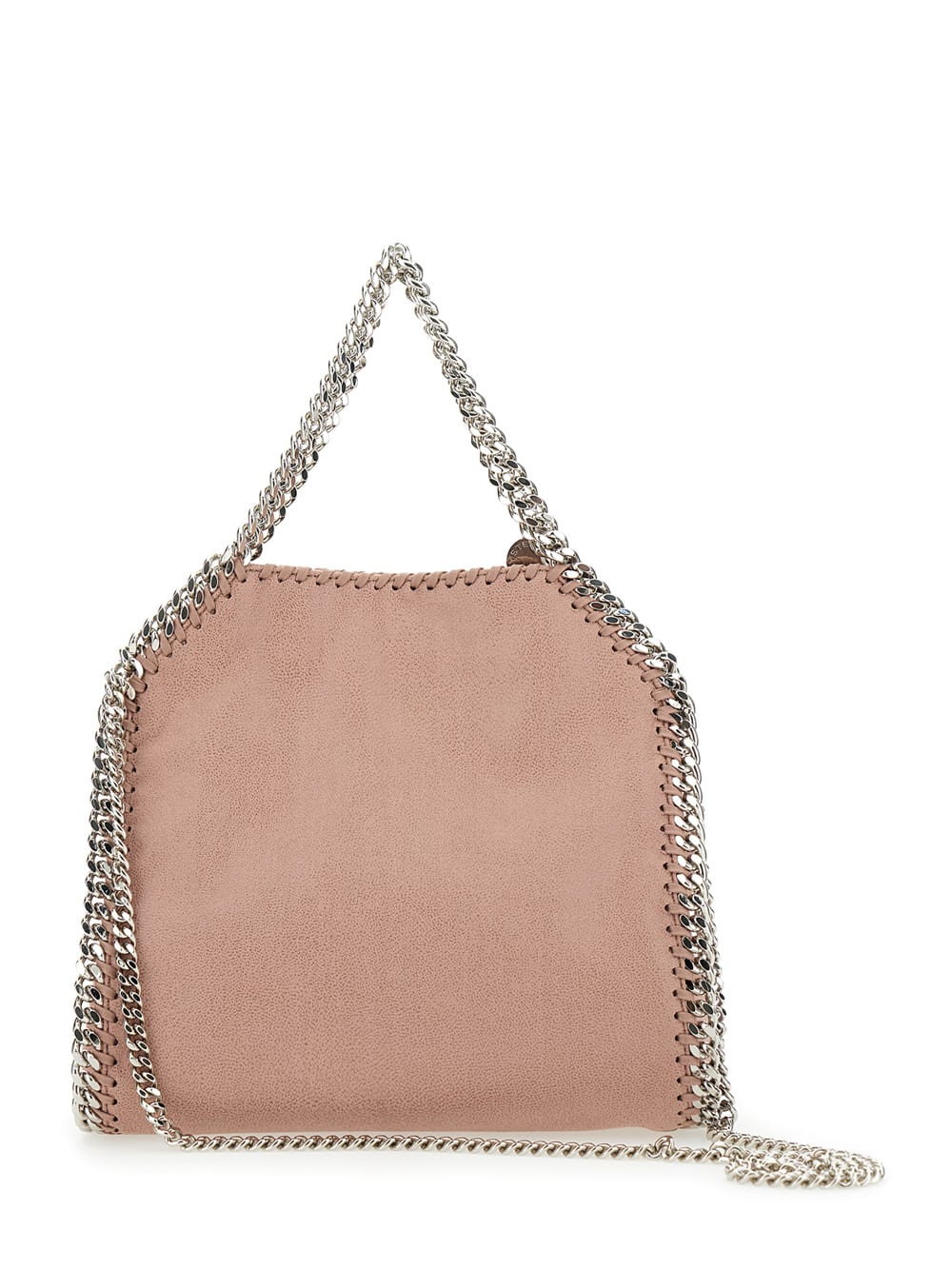 Shop Stella Mccartney 3chain Mini Pink Tote Bag With Logo Engraved On Charm In Faux Leather Woman