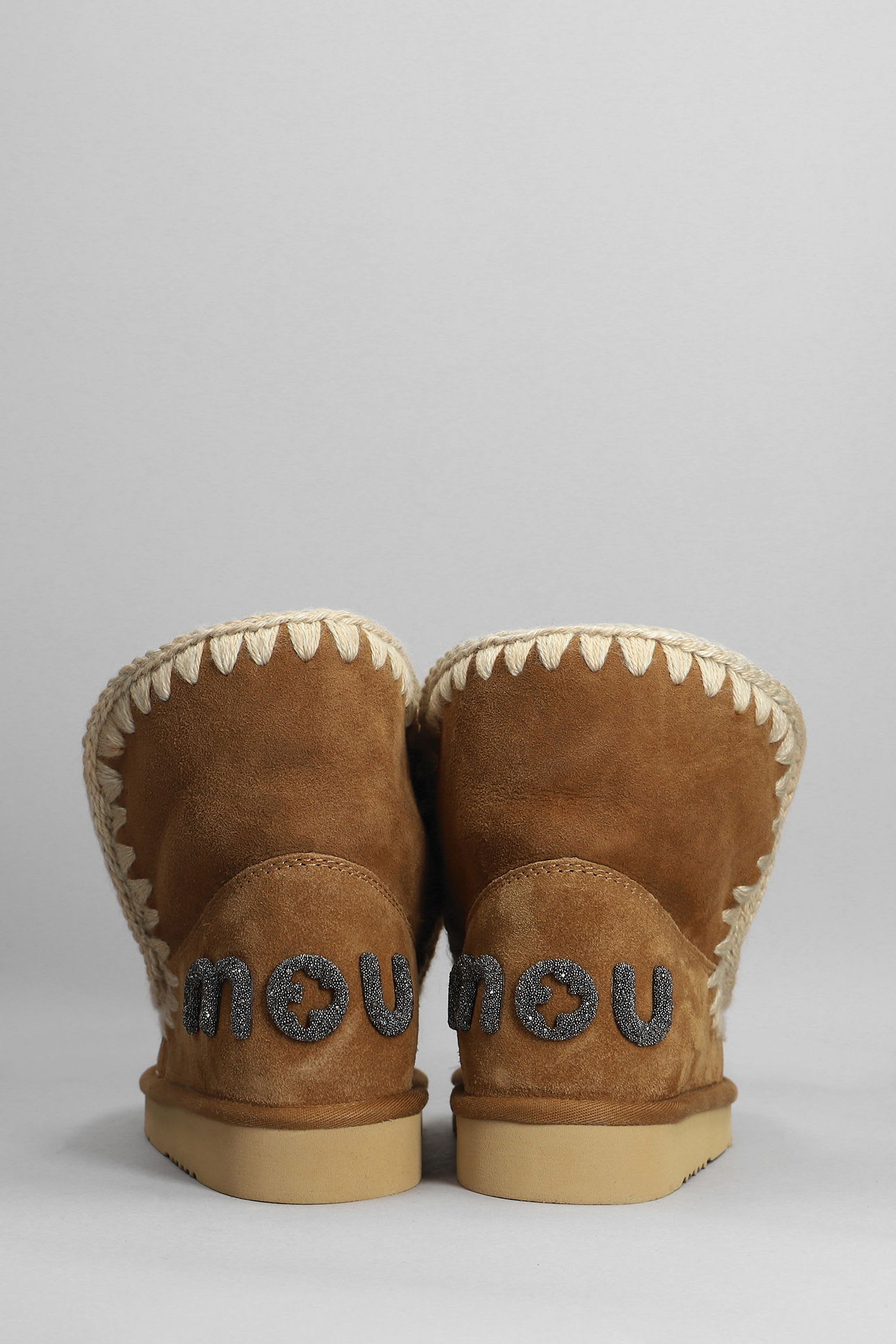 Mou Eskimo 18 Low Heels Ankle Boots In Leather Color Suede In Multi