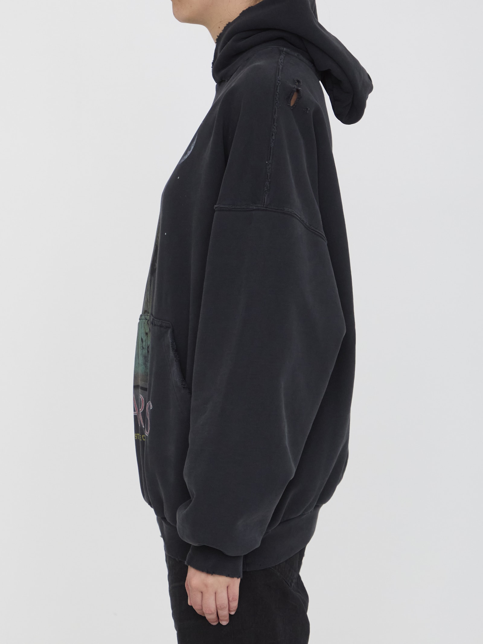 Shop Balenciaga Paris Liberty Hoodie In Black