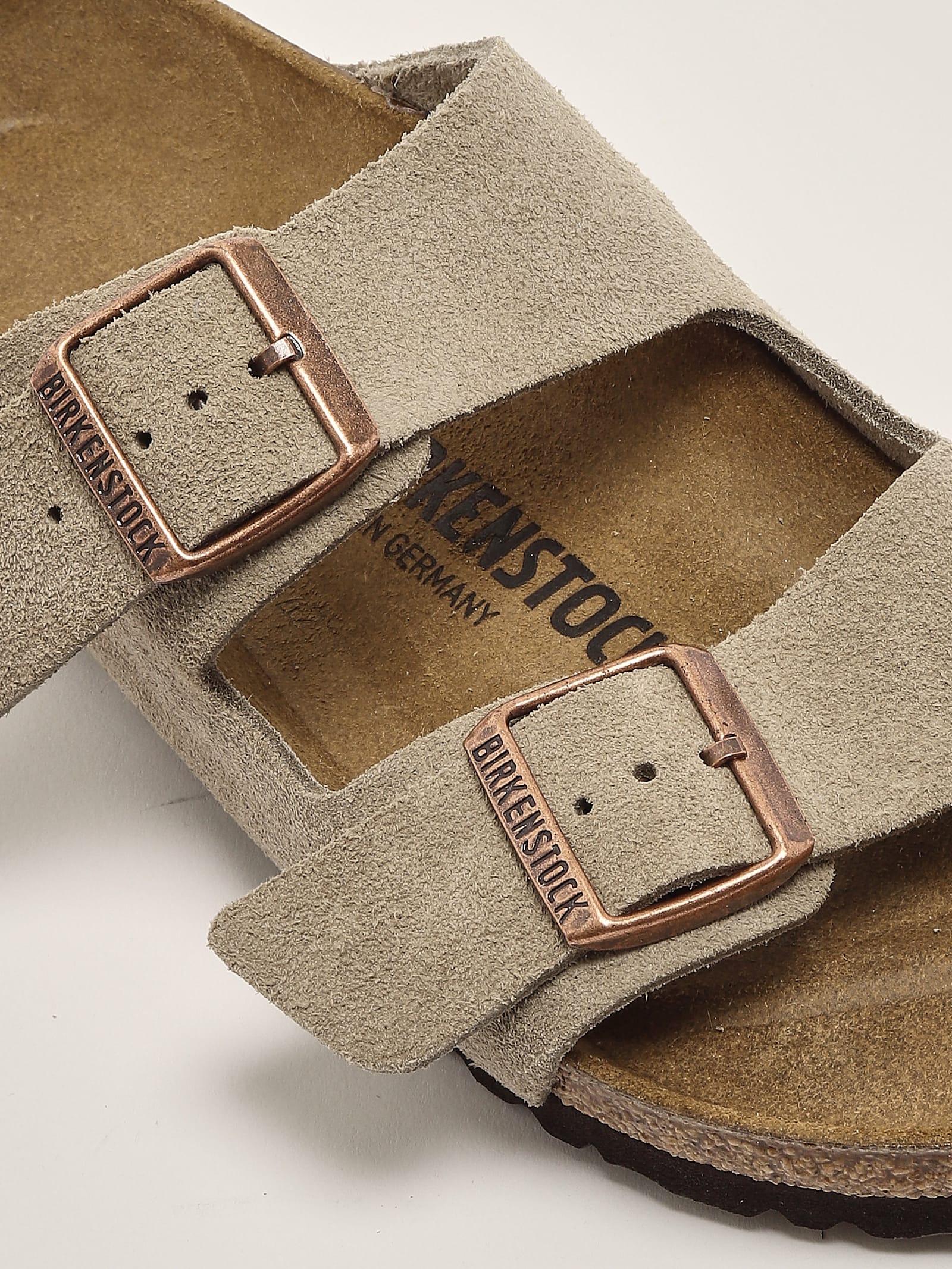 Birkenstock Arizona Taupe Suede Leather Sandal In Gray