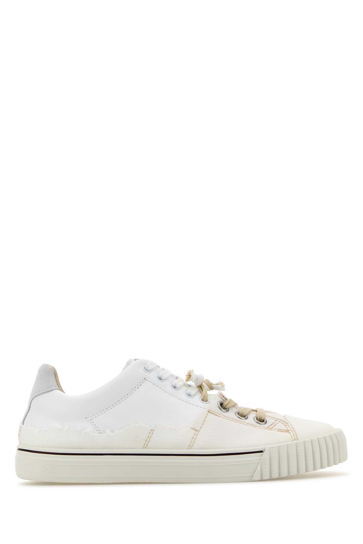 White Leather And Canvas New Evolution Sneakers