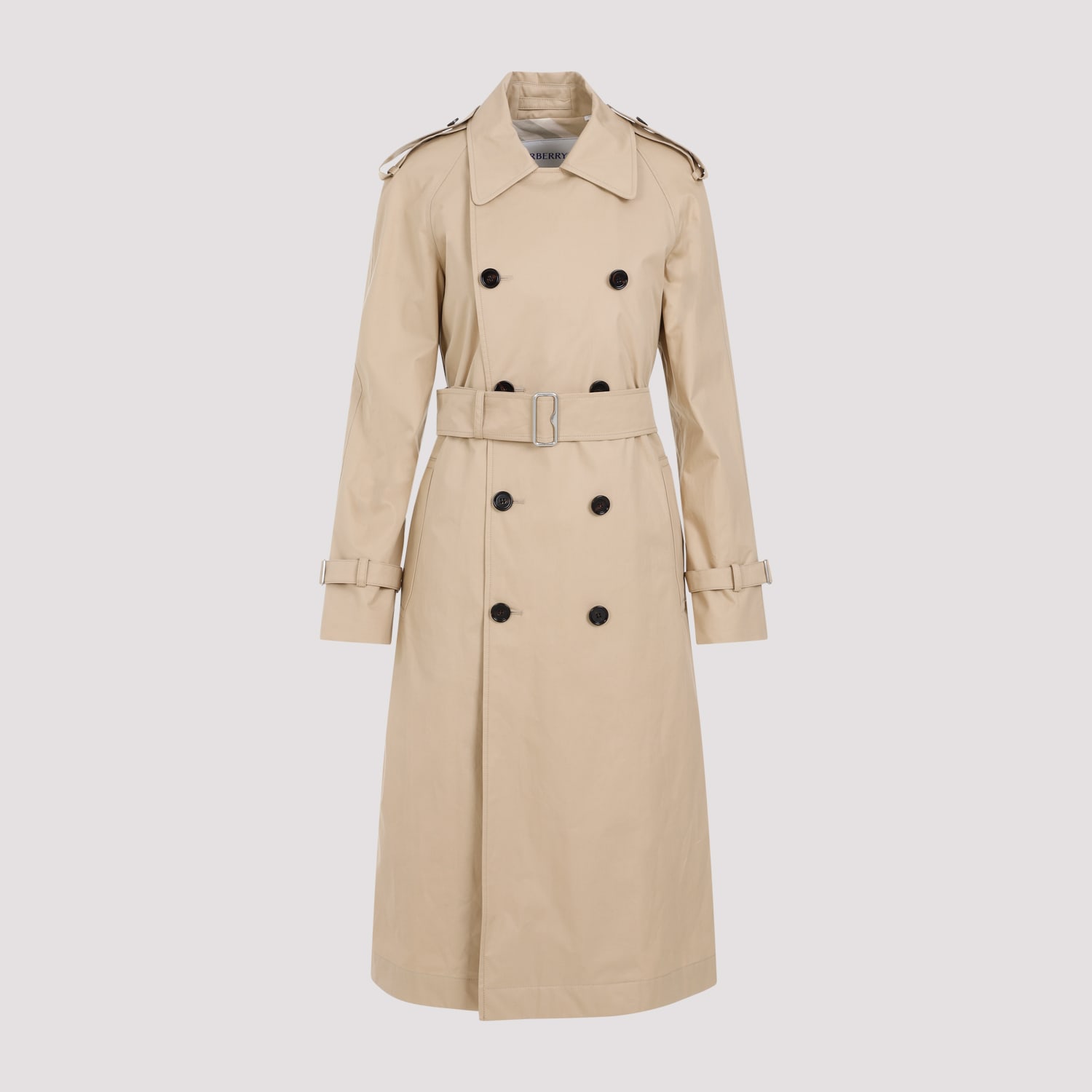 Shop Burberry Trench In Flax