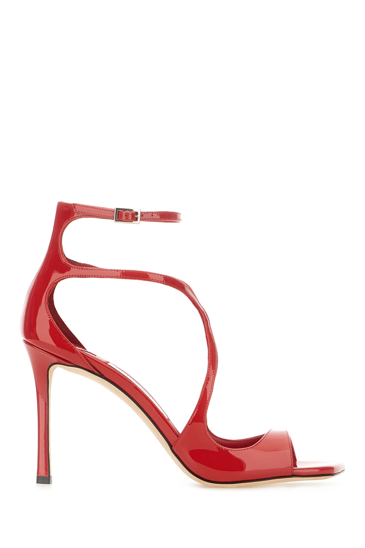 Shop Jimmy Choo Red Leather Azia Sandals In Postboxred