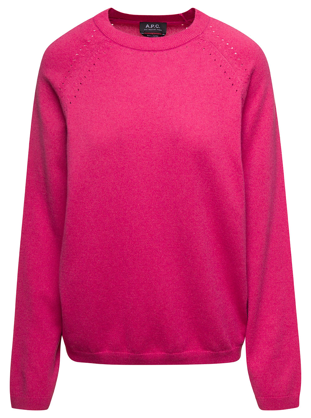 rosanna Fuchsia Crewneck Sweater With Perforated Details In Cotton And Cashmere Woman