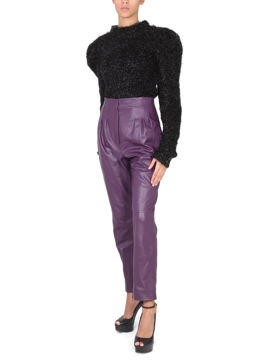 Alberta Ferretti Knit Top Textured Shoulder Pads In Black