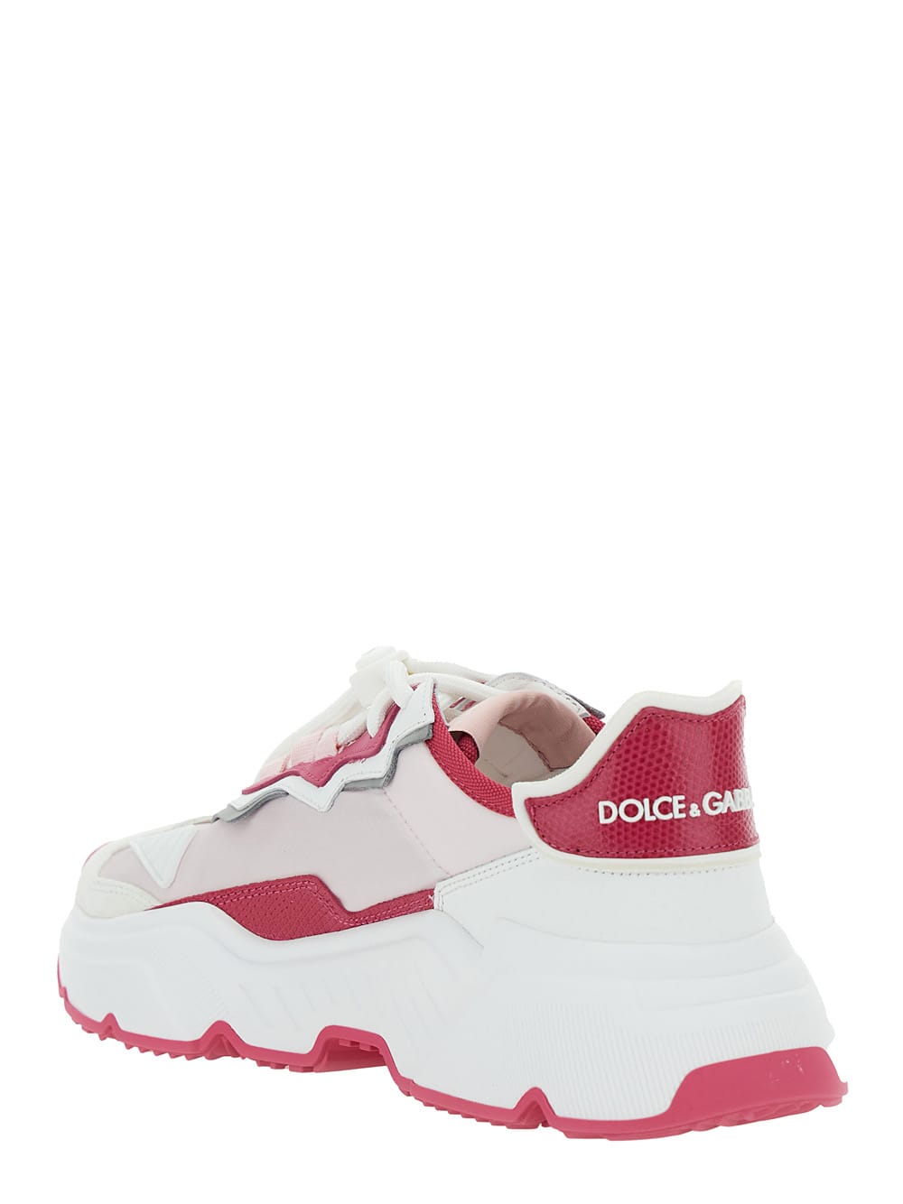 Shop Dolce & Gabbana Daymaster Sneaker With Logo In Leather Blend Woman In Pink