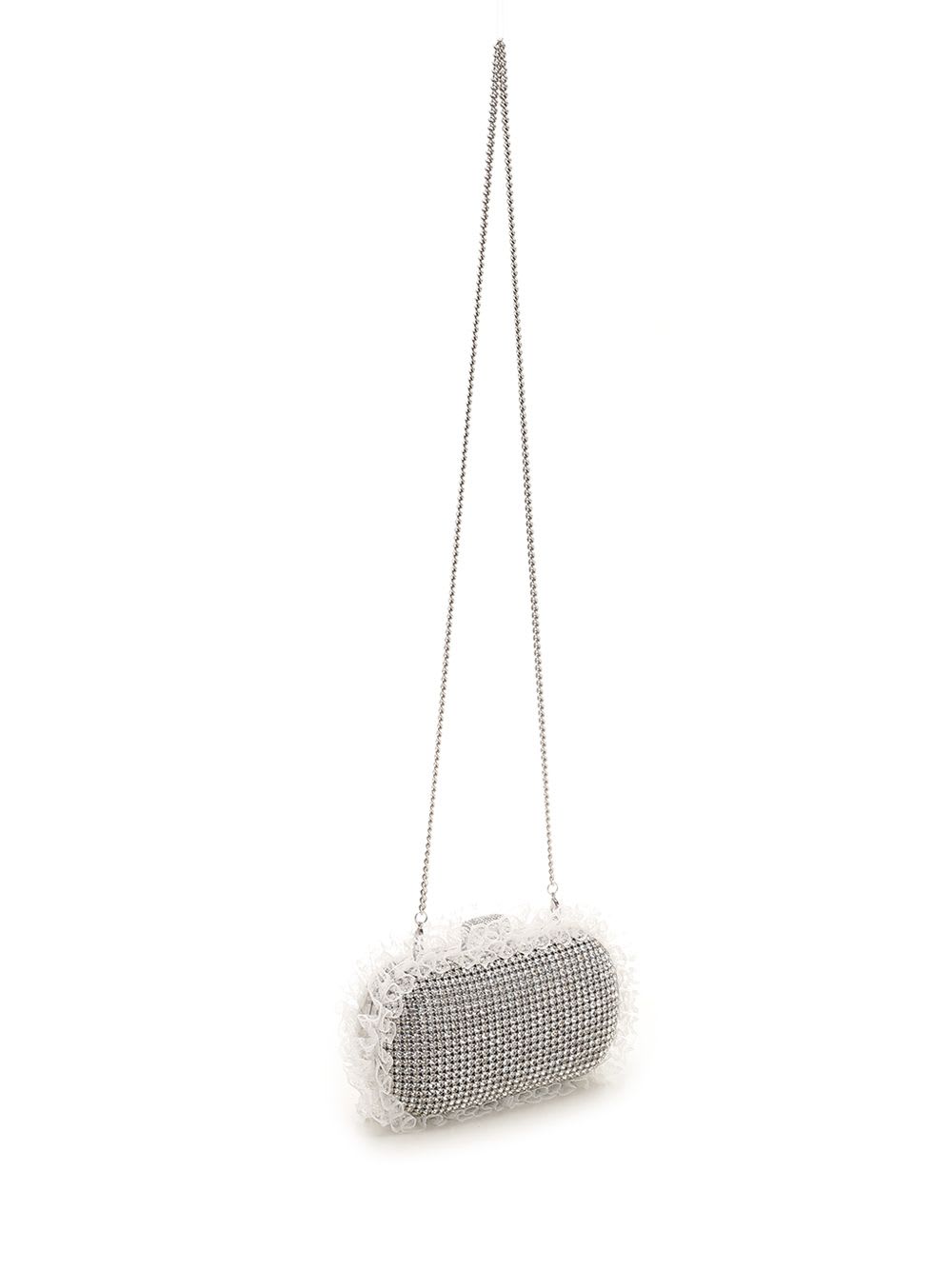 Self-portrait Crystal Lace Detail Clutch - Synthetic - Silver In Silver