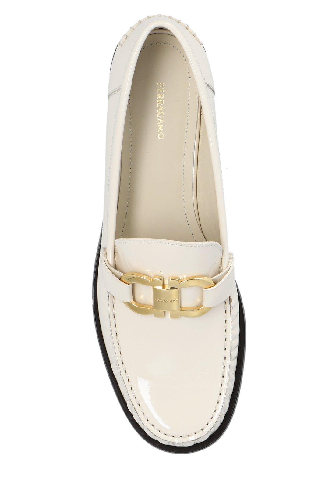 Shop Ferragamo Slip-on Loafers In Bianco
