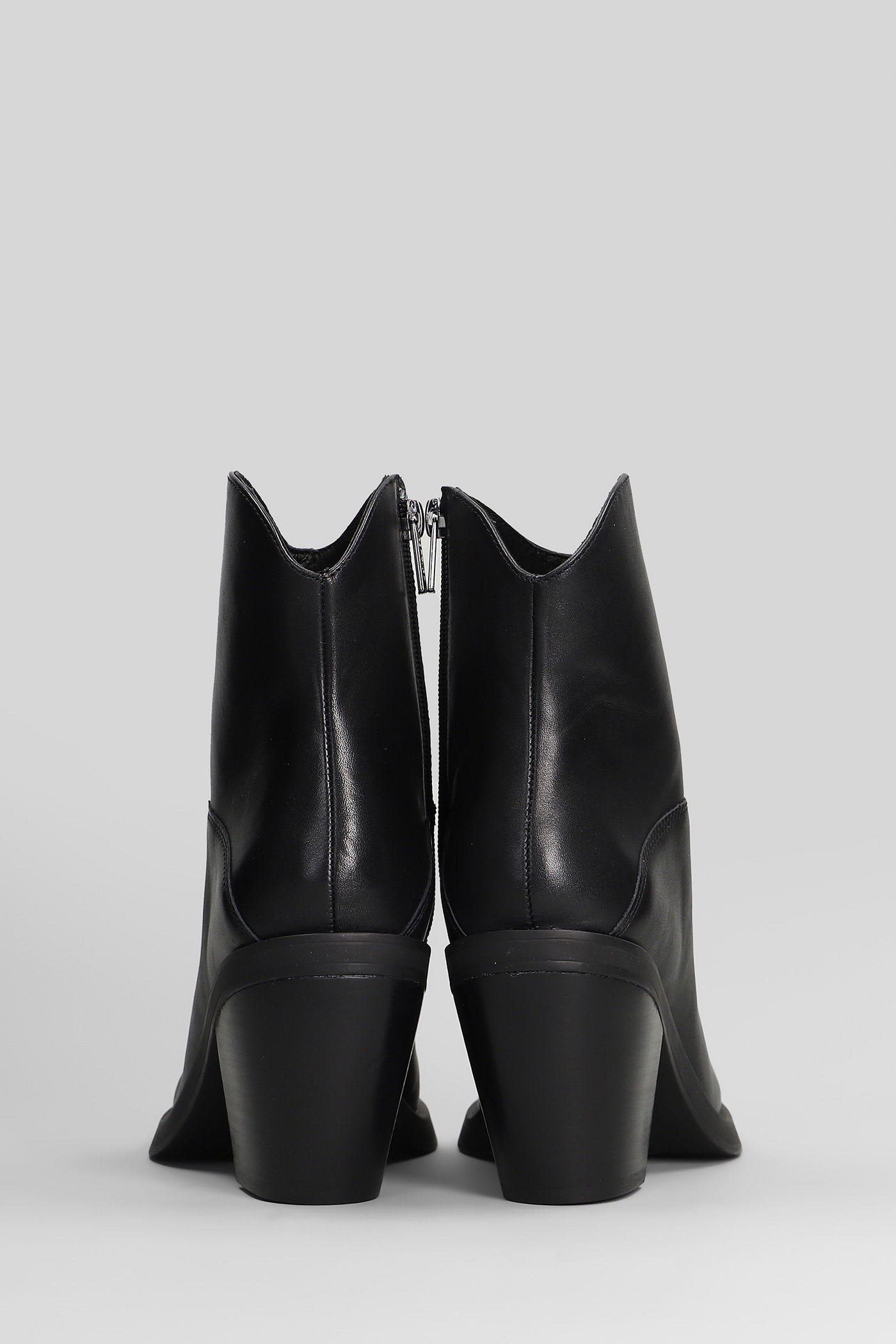 Ash Judy Texan Ankle Boots In Black Leather In Black