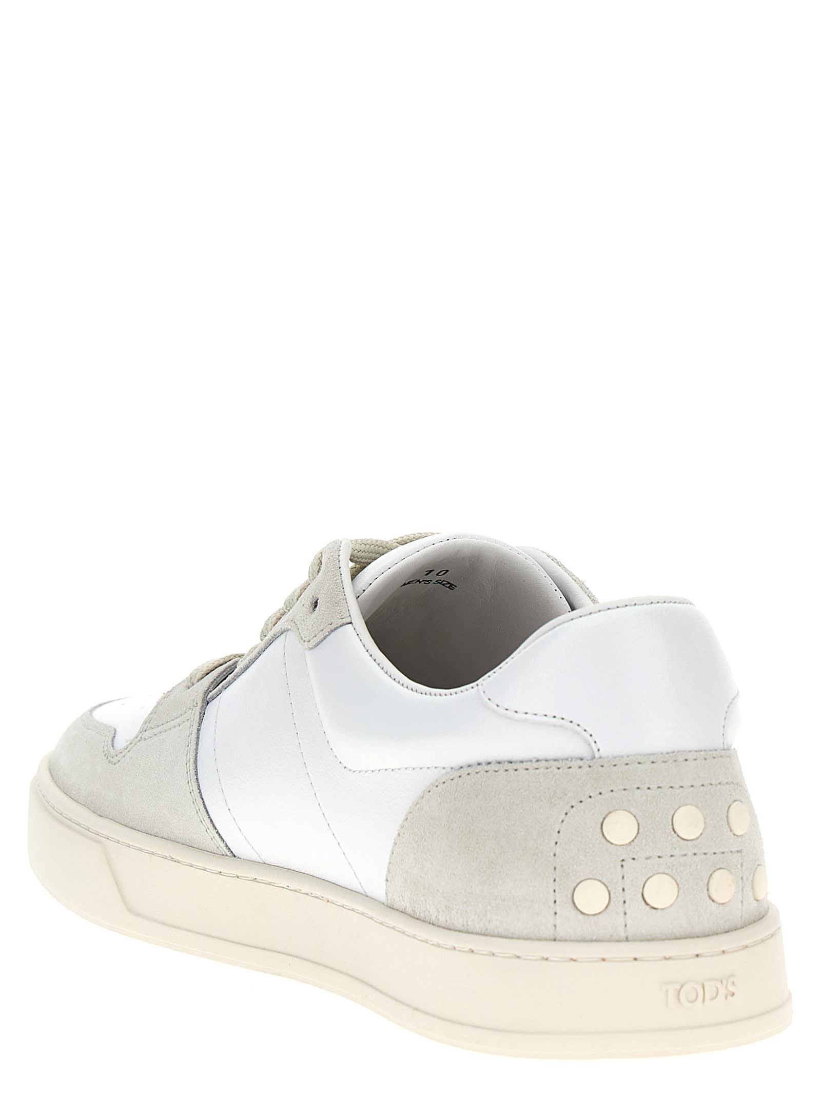 Shop Tod's Logo Sneakers In White/neutrals