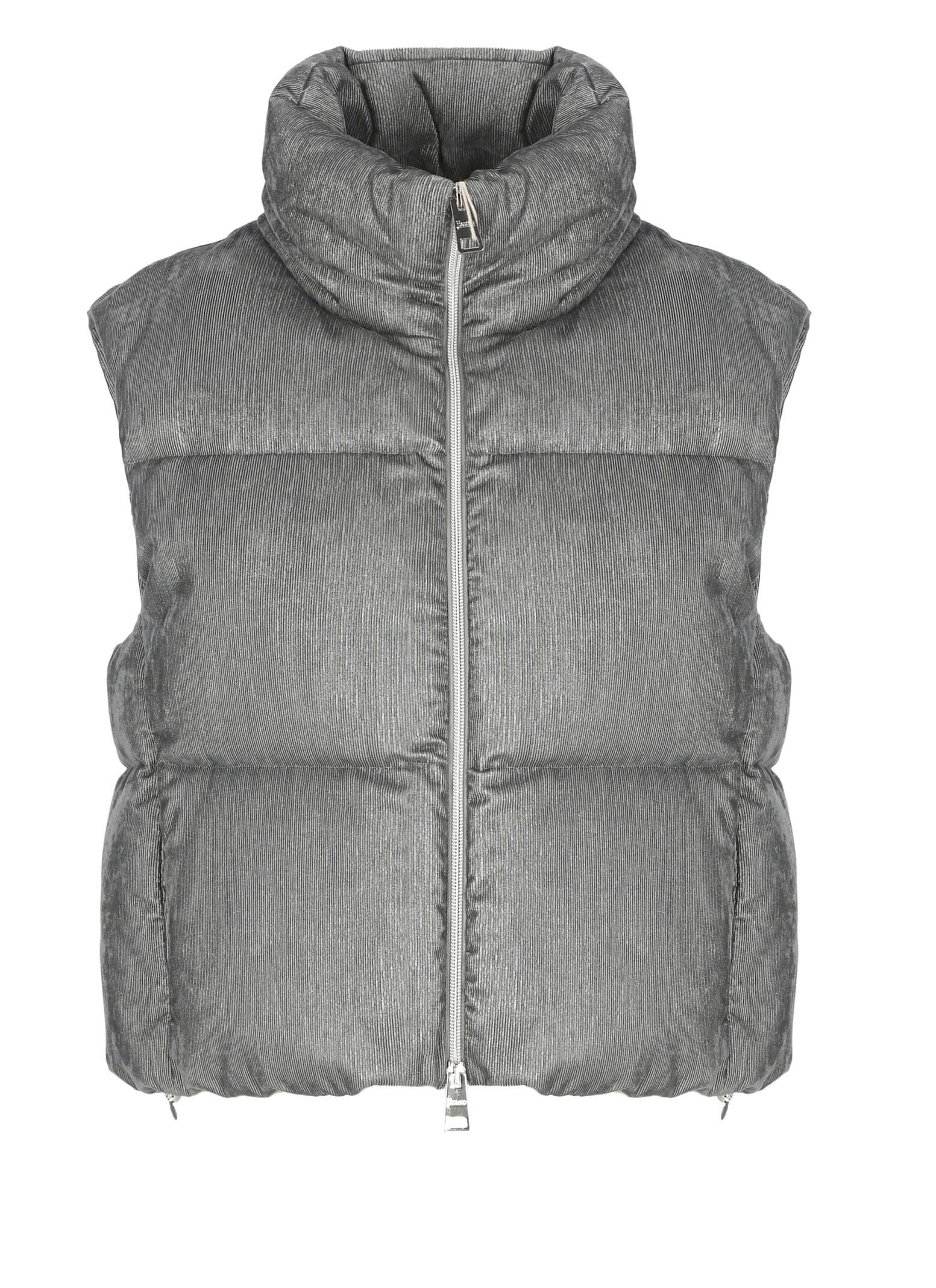 Herno High Neck Sleeveless Quilted Jacket In Gray