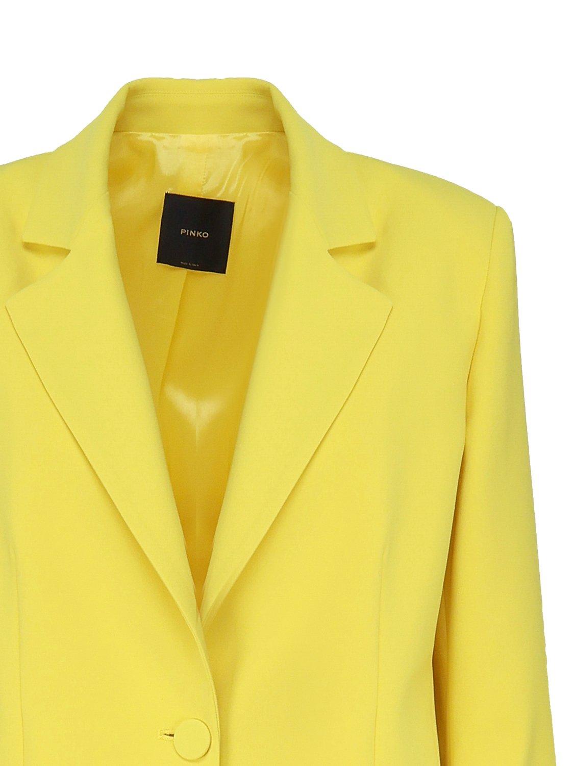 Shop Pinko Single-breasted Long-sleeved Blazer In Yellow