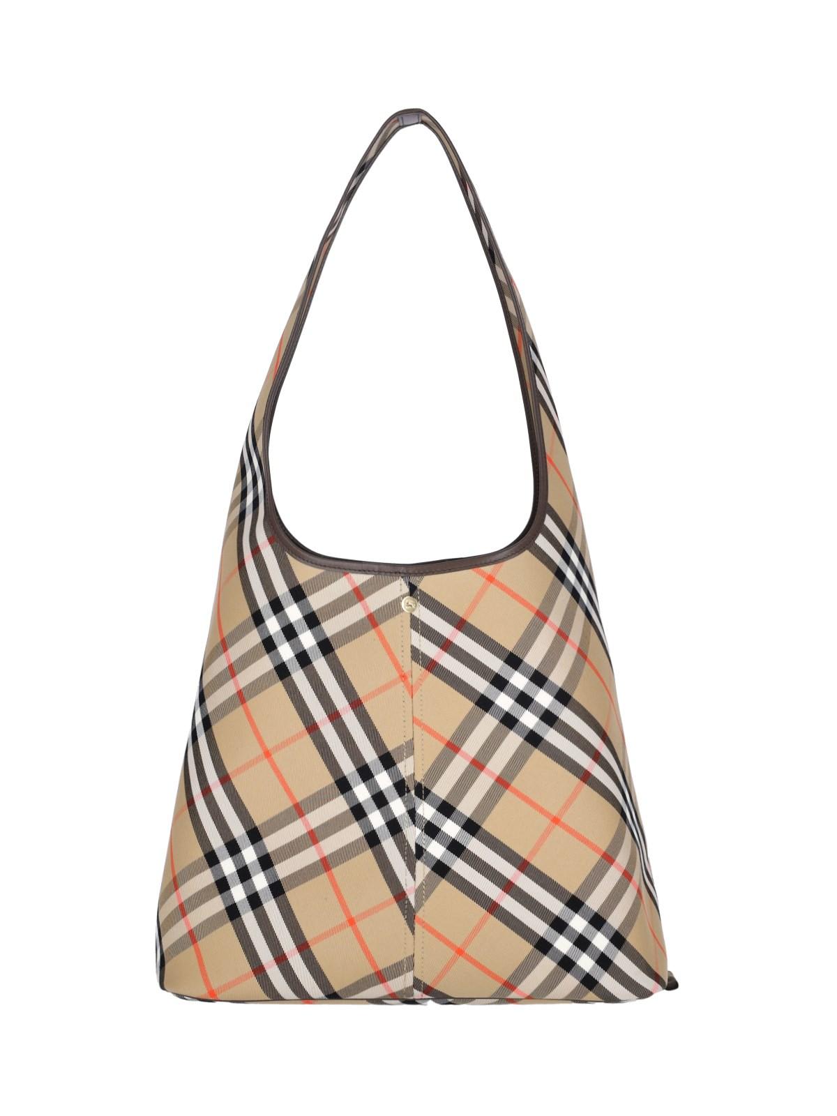 Shop Burberry Check Large Shoulder Bag In Neutrals