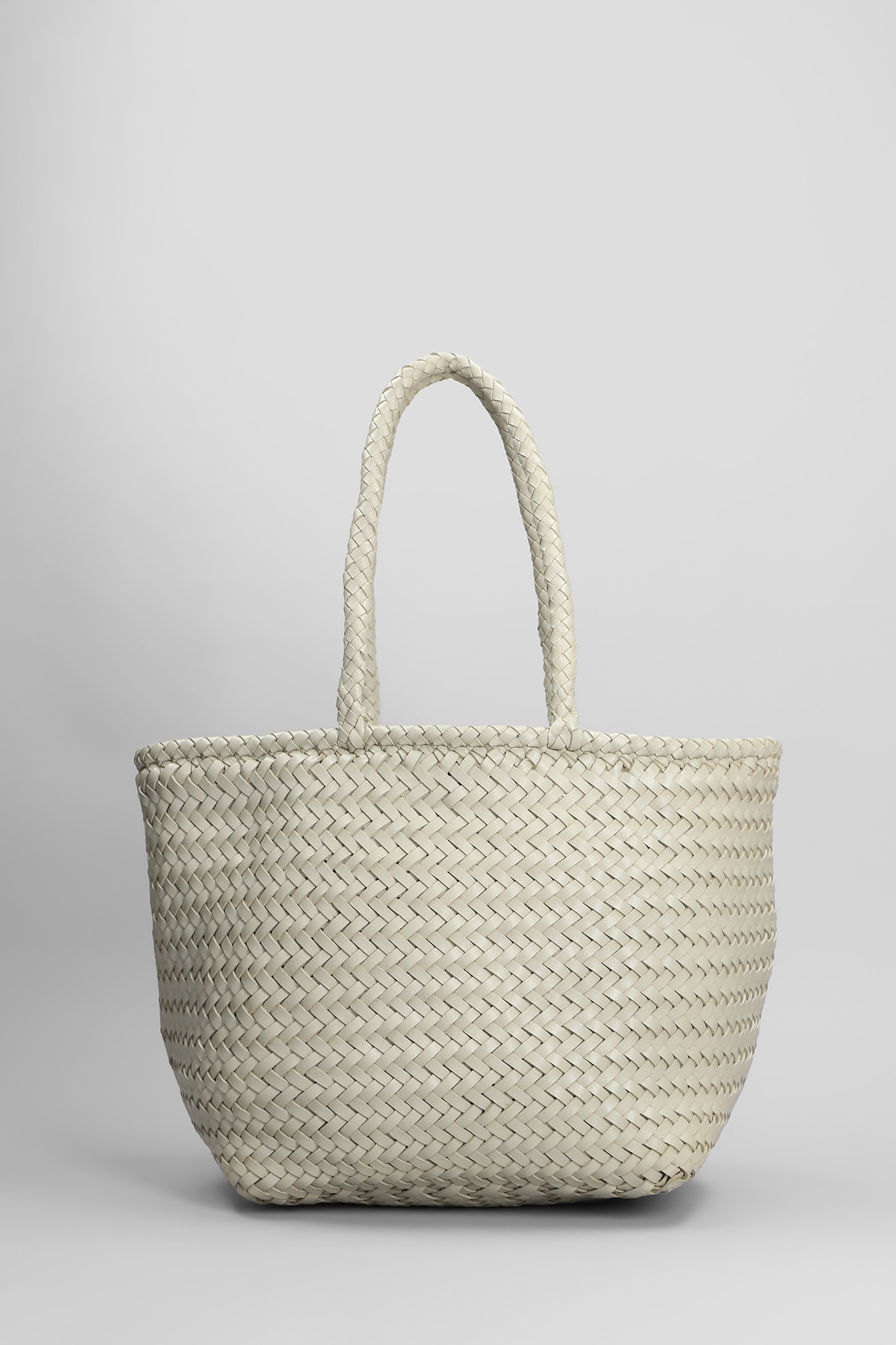 Grace Basket Small Tote In Beige Leather