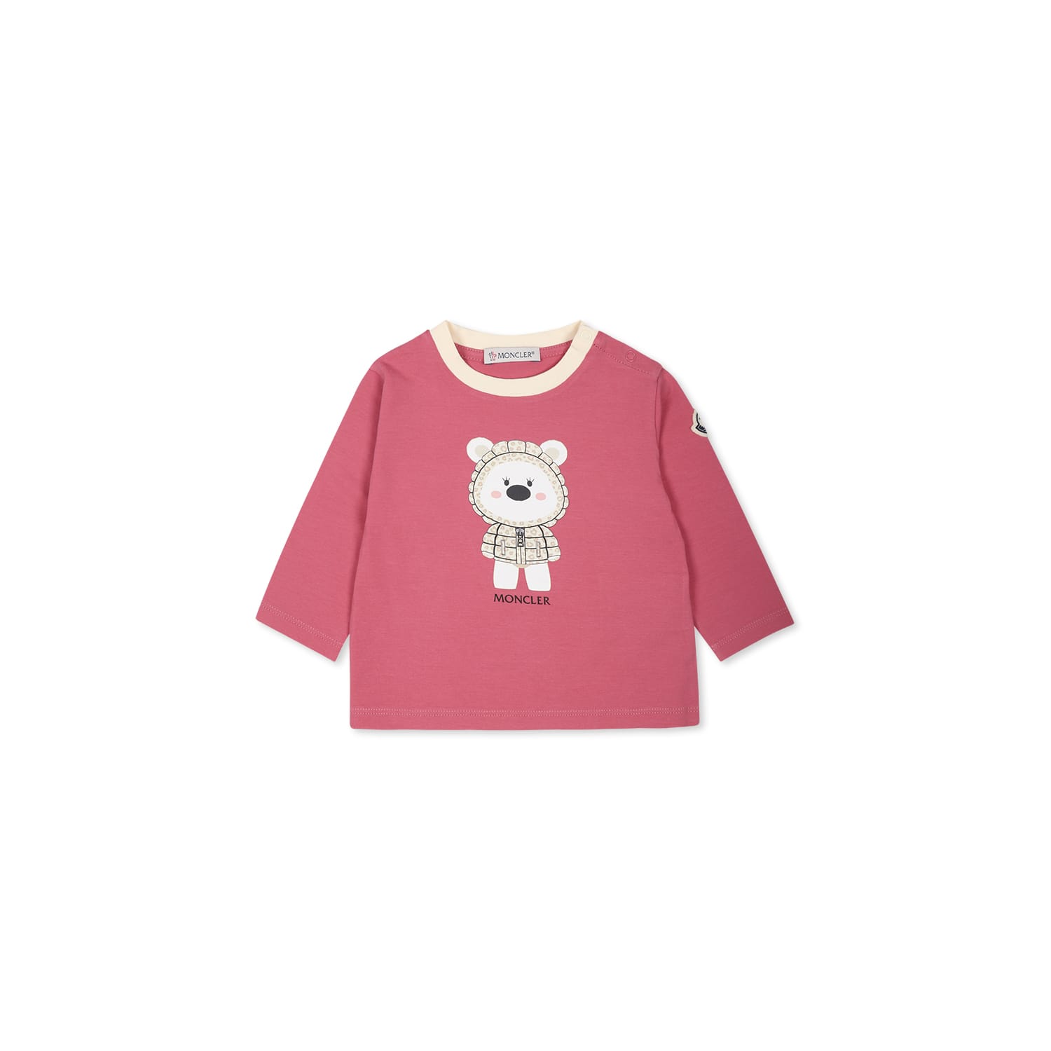 Moncler Fuchsia T-shirt For Baby Girl With Logo In Fuchsia