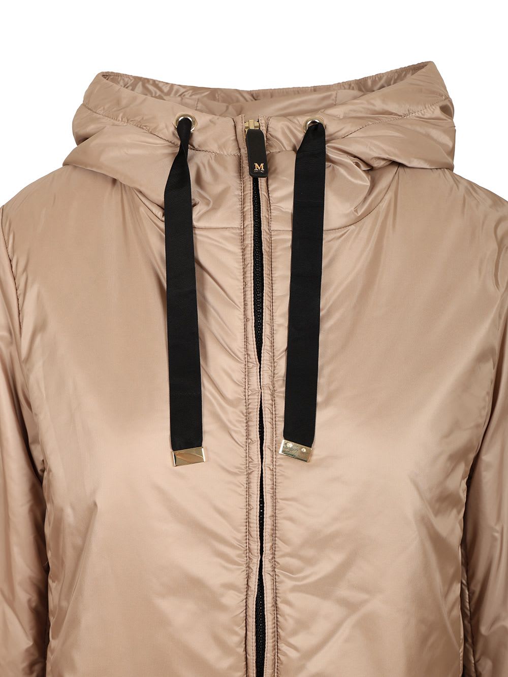 Max Mara The Cube Padded Jacket With Hood Coats Grey In Brown