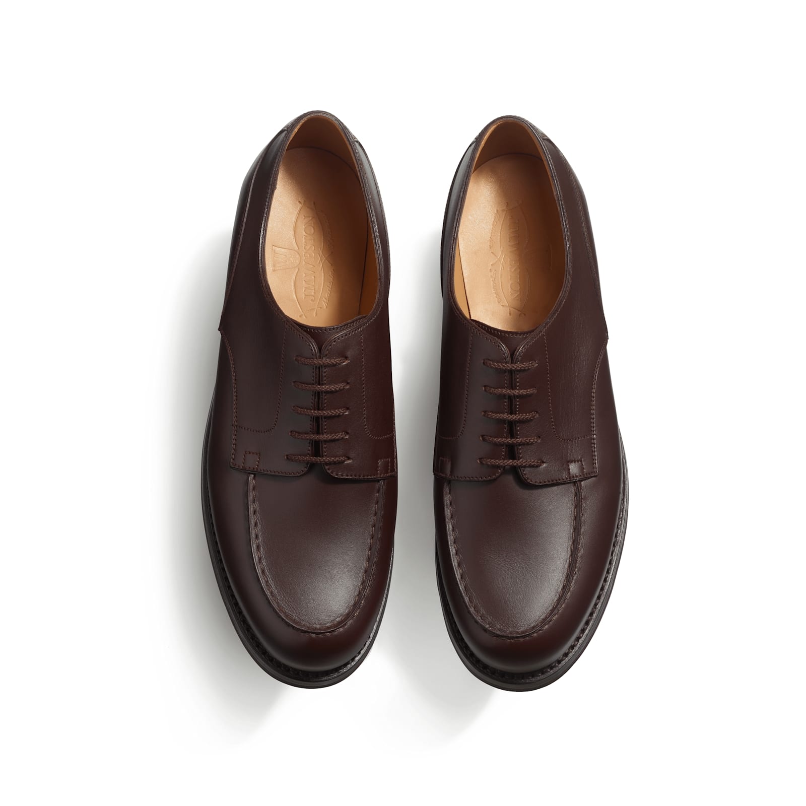 Jm Weston J.m. Weston Calfskin Leather Derby Shoes With All-terrain Sole In Dark Brown