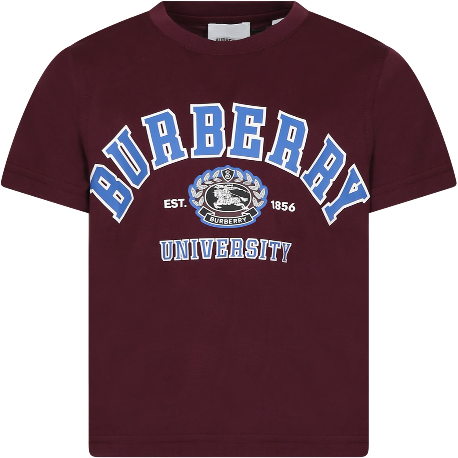 BURBERRY BURGUNDY T-SHIRT FOR BOY WITH LOGO
