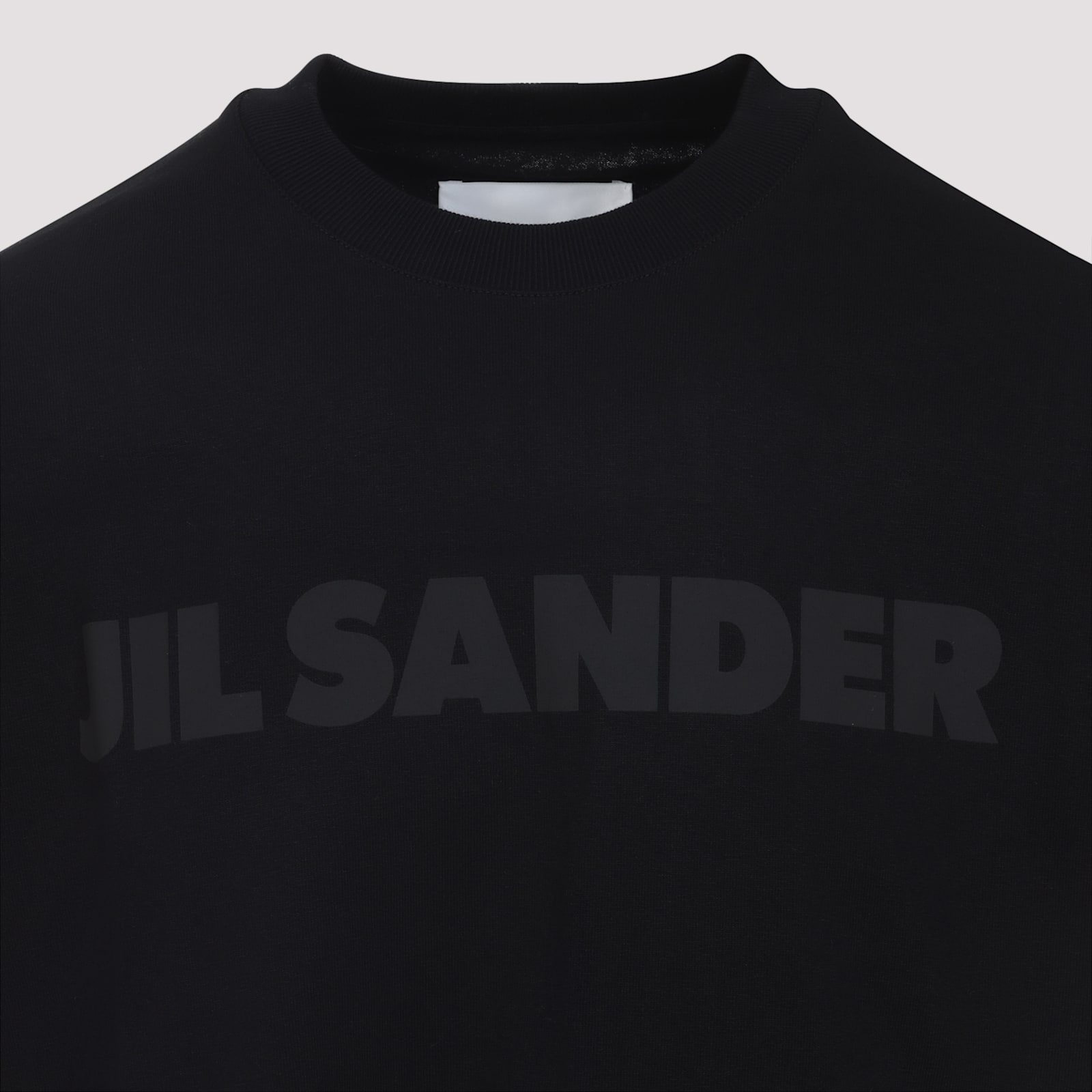 Jil Sander Men Black Long Sleeve T-shirt With Front Logo Print In Cotton Man In Blue