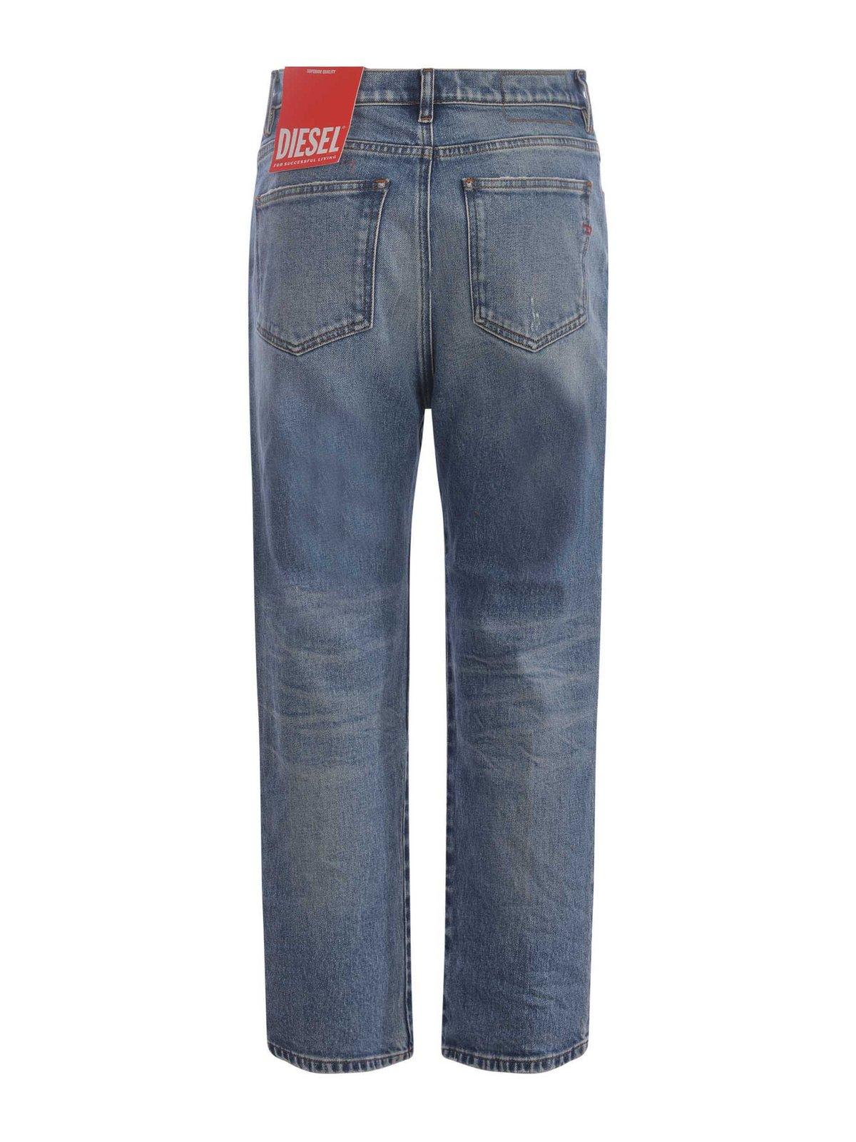 Shop Diesel Distressed Straight-leg Jeans Jeans In Denim