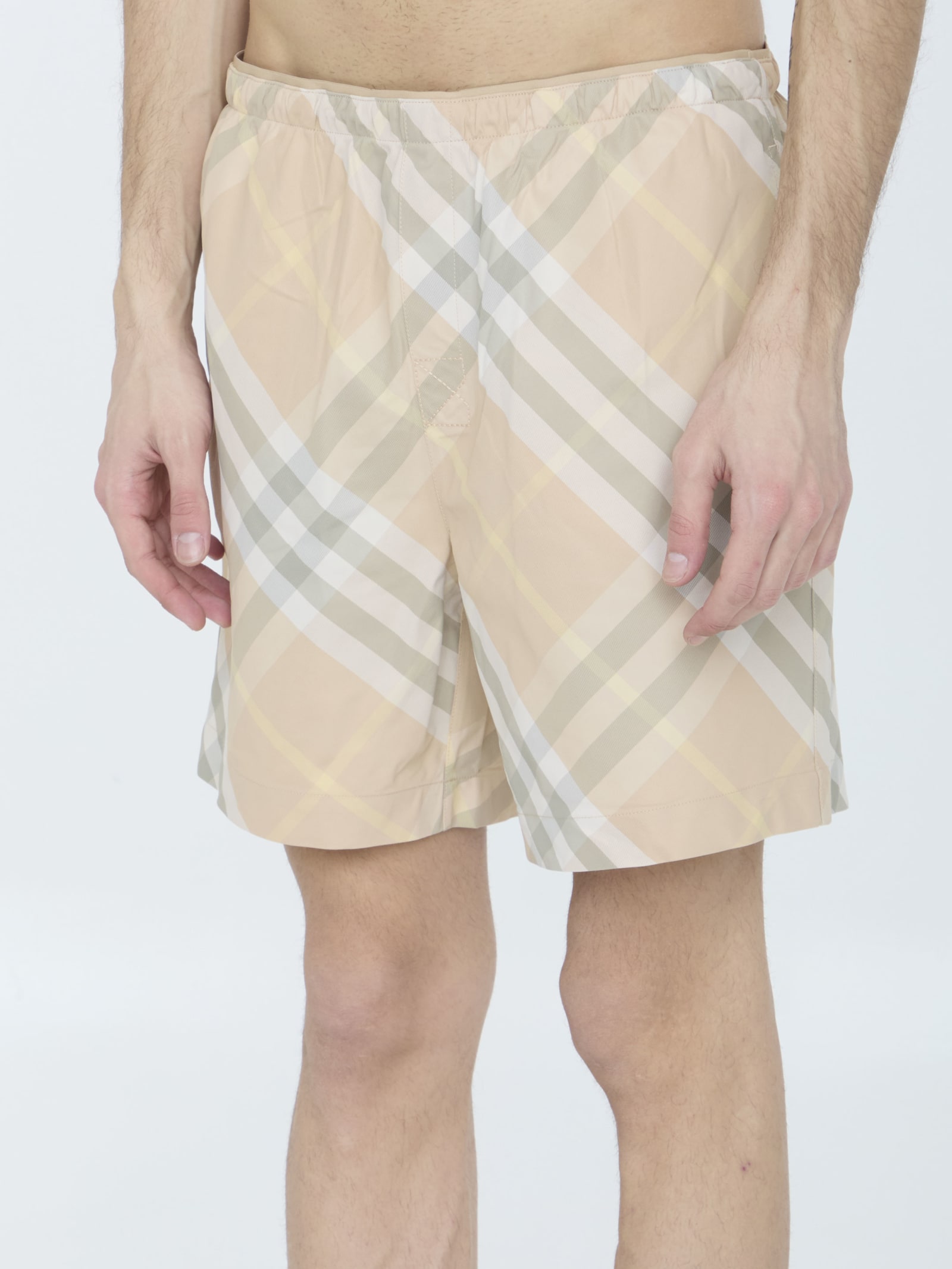 Shop Burberry Check Swim Shorts In Flax Ip Check