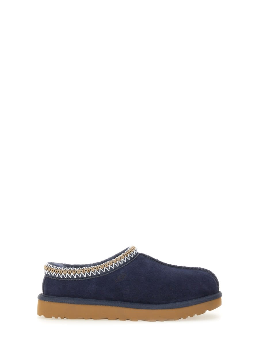 Ugg Slip-on Slippers With Rubber Sole And Zigzag Stitching In Blue