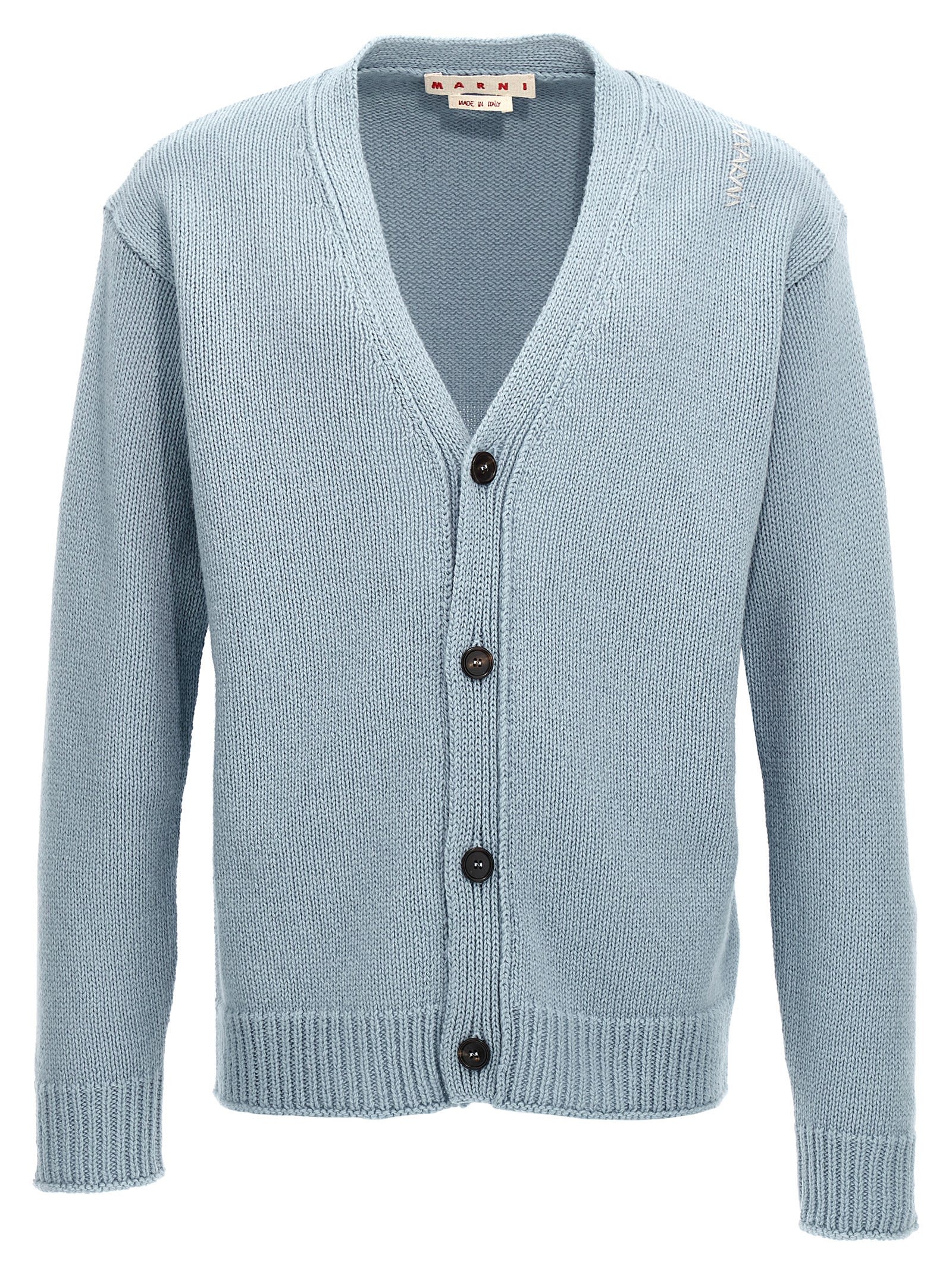 Shop Marni Wool Cardigan In Light Blue