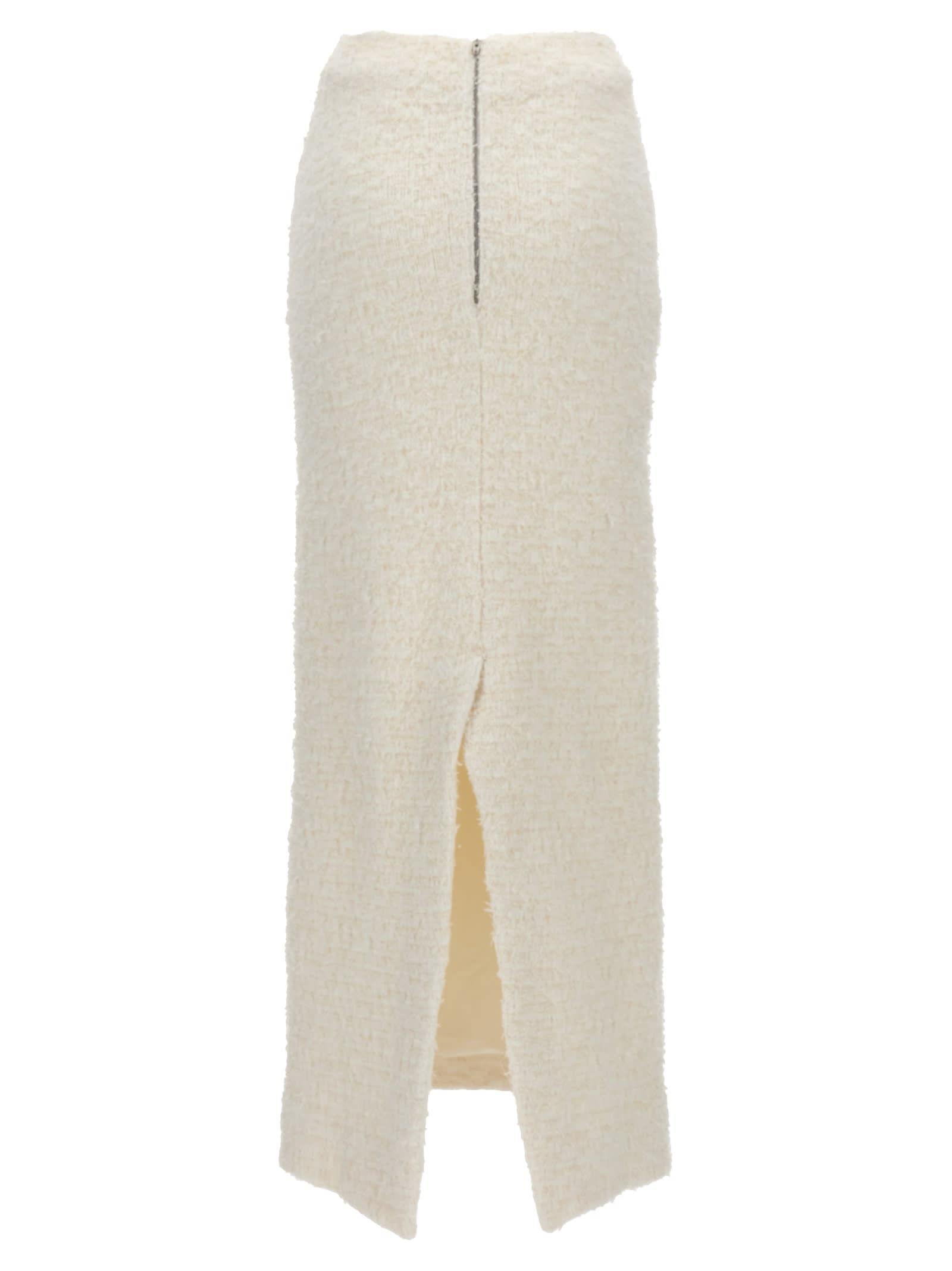 Shop Balenciaga Tweed Long Skirt In White