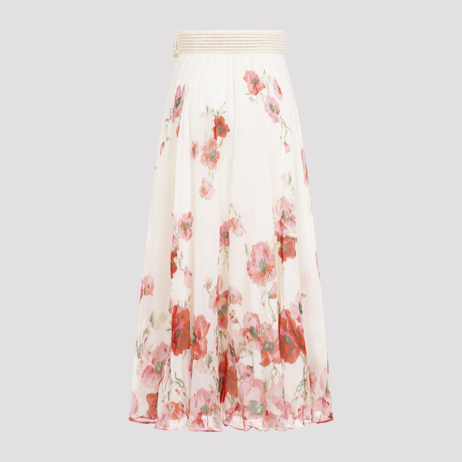 Shop Zimmermann Lightburst Maxi Skirt In Cream Red Floral