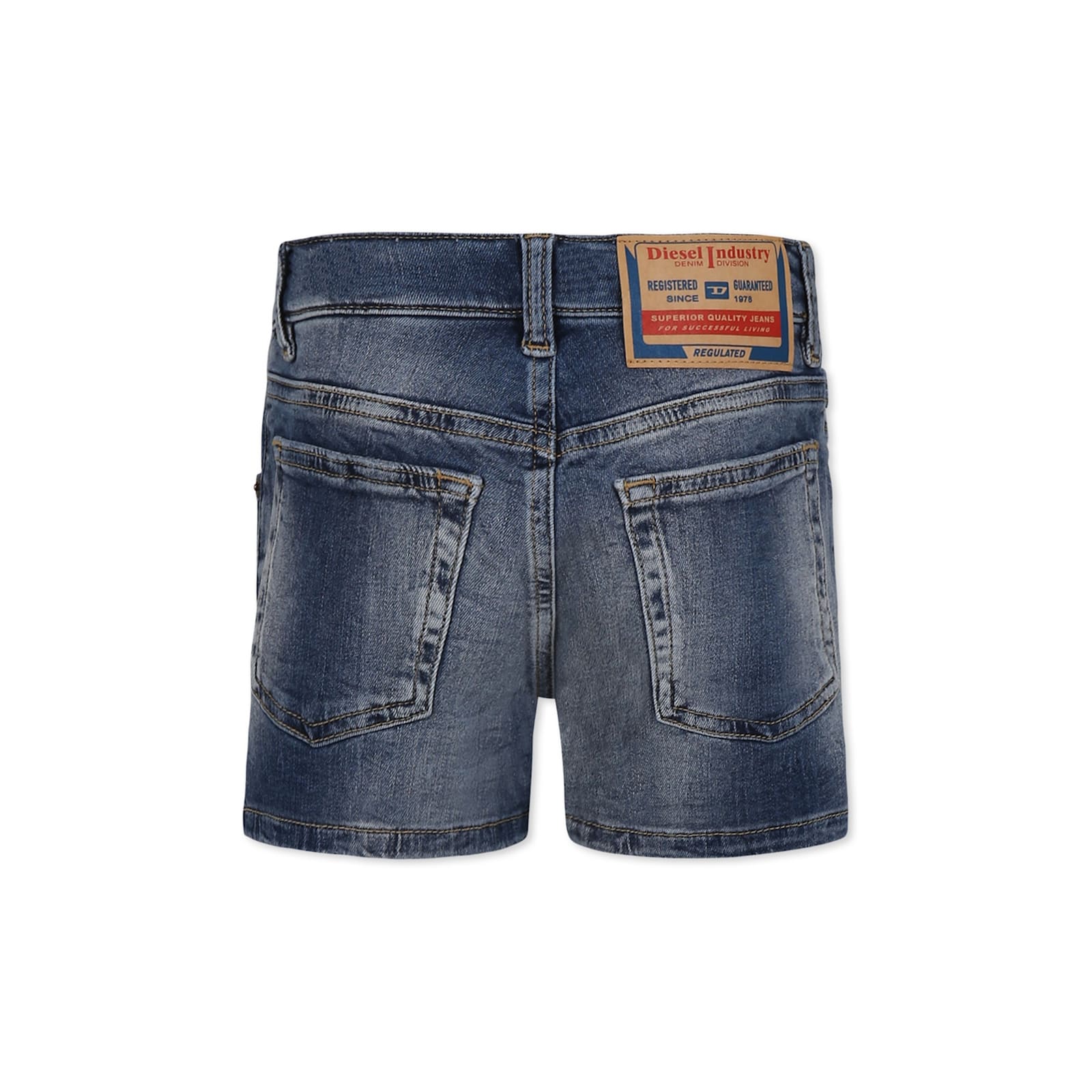 Diesel Blue Shorts For Girl With Logo Patch In Denim