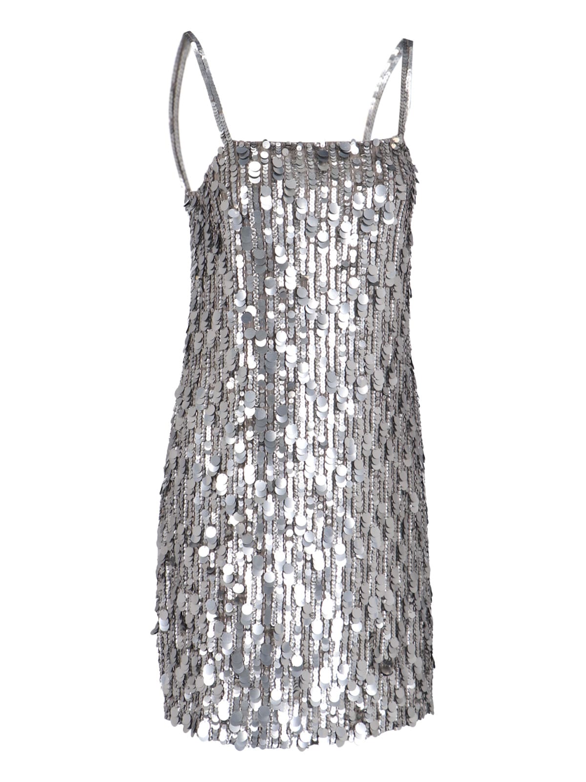 Shop P.a.r.o.s.h Full Paillettes Midi Dress In Silver