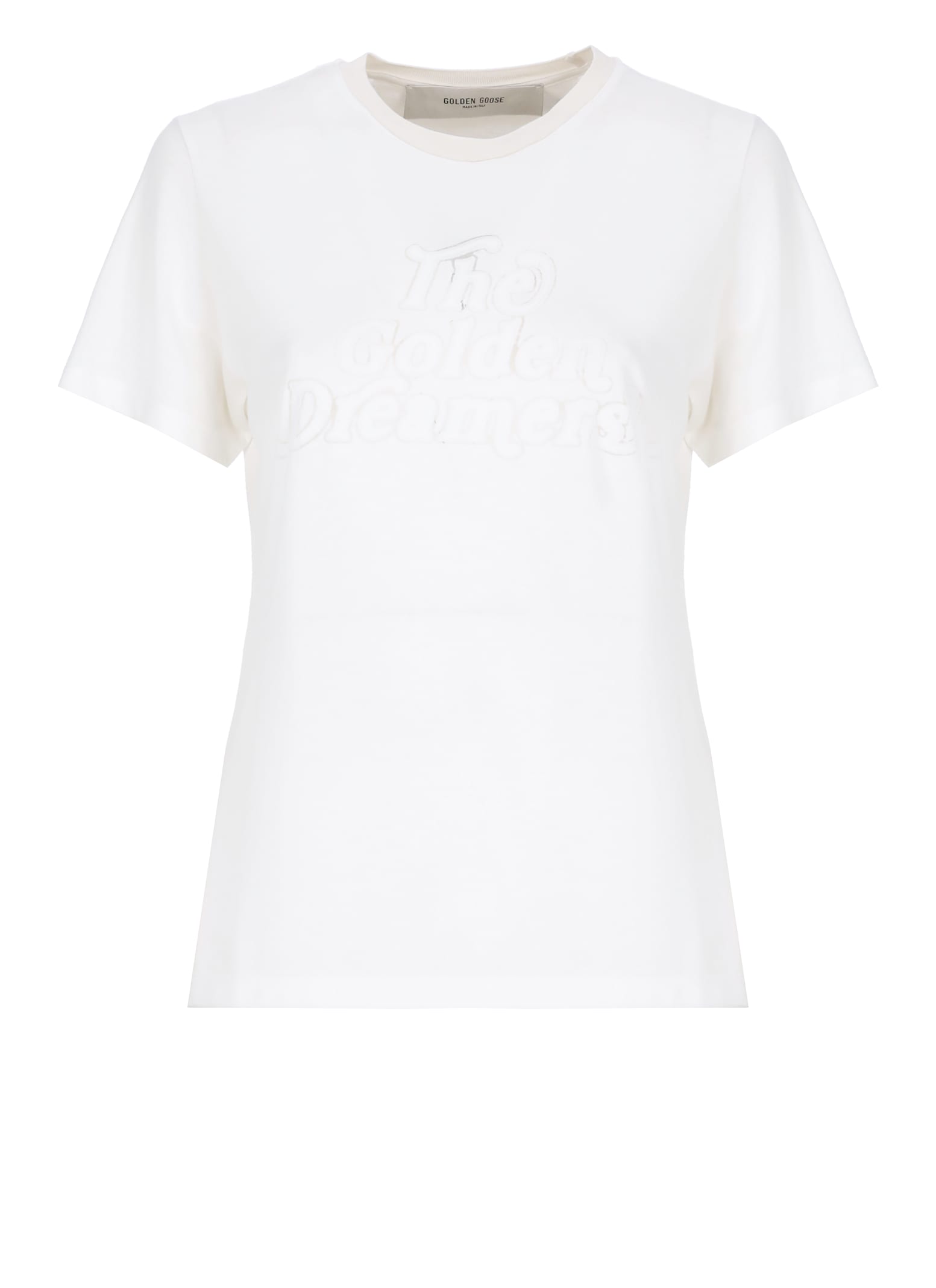 Golden Goose Jersey T-shirt With Metallic Star Detailing And Iconic Logo In White