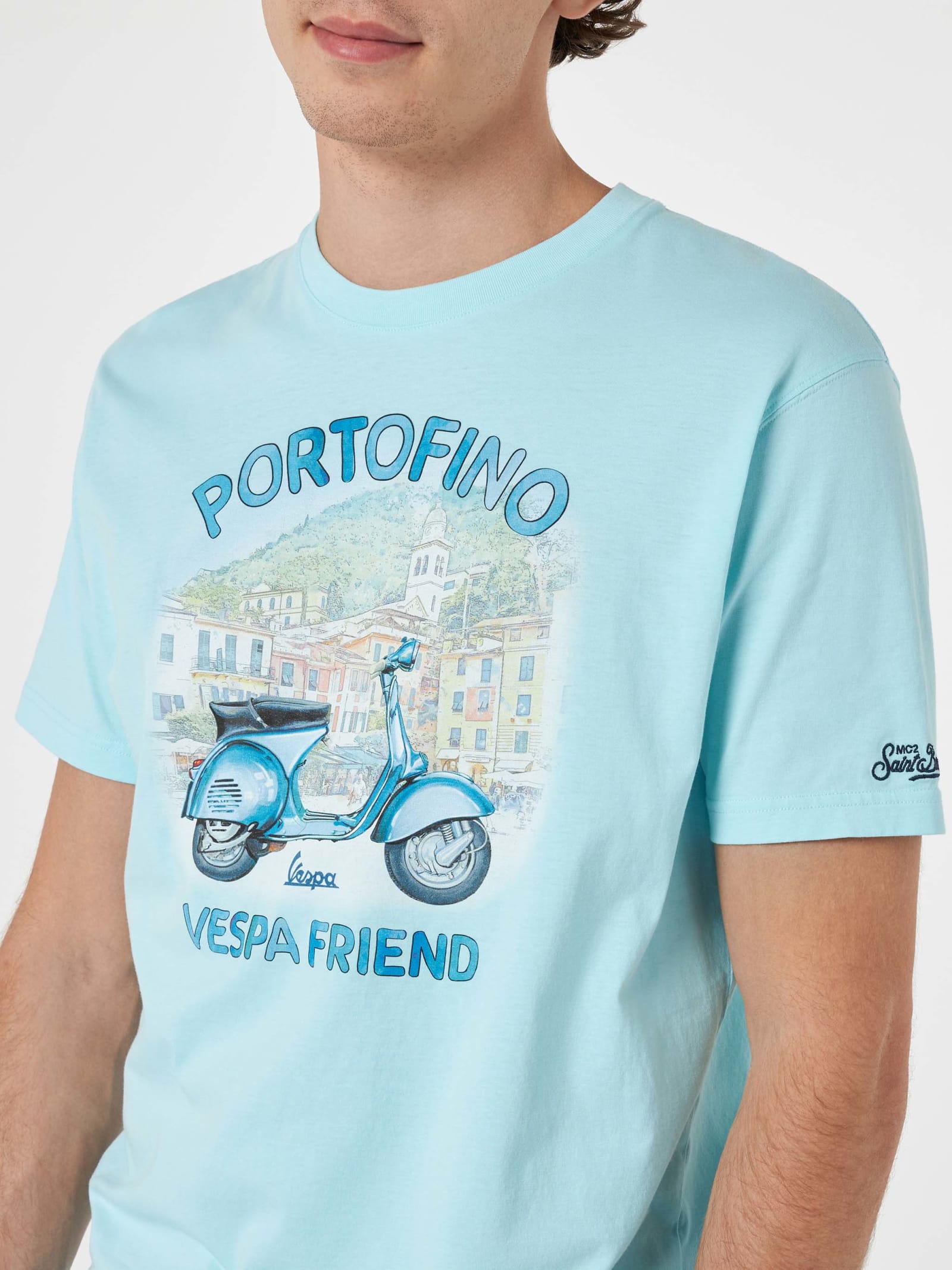 MC2 SAINT BARTH MAN T-SHIRT WITH PORTOFINO VESPA FRIEND PLACED PRINT VESPA SPECIAL EDITION