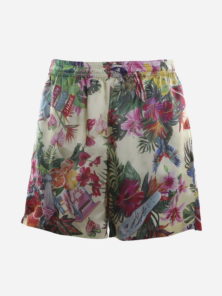 Golden Goose Shorts With All-over Multicolored Tropical Print
