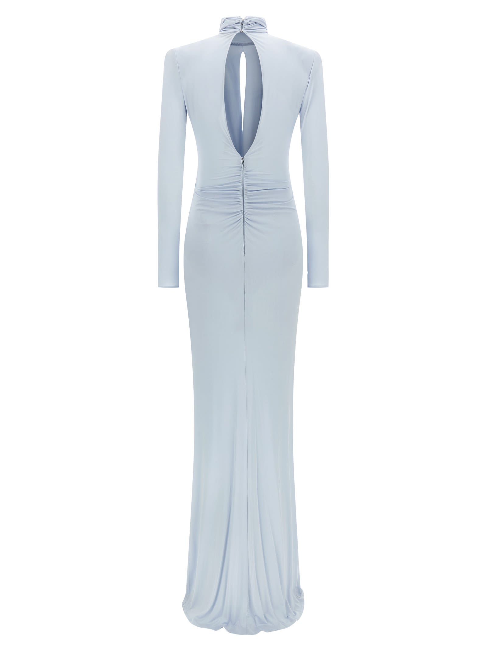 Elisabetta Franchi Light Blue Red Carpet Long Dress In Blue