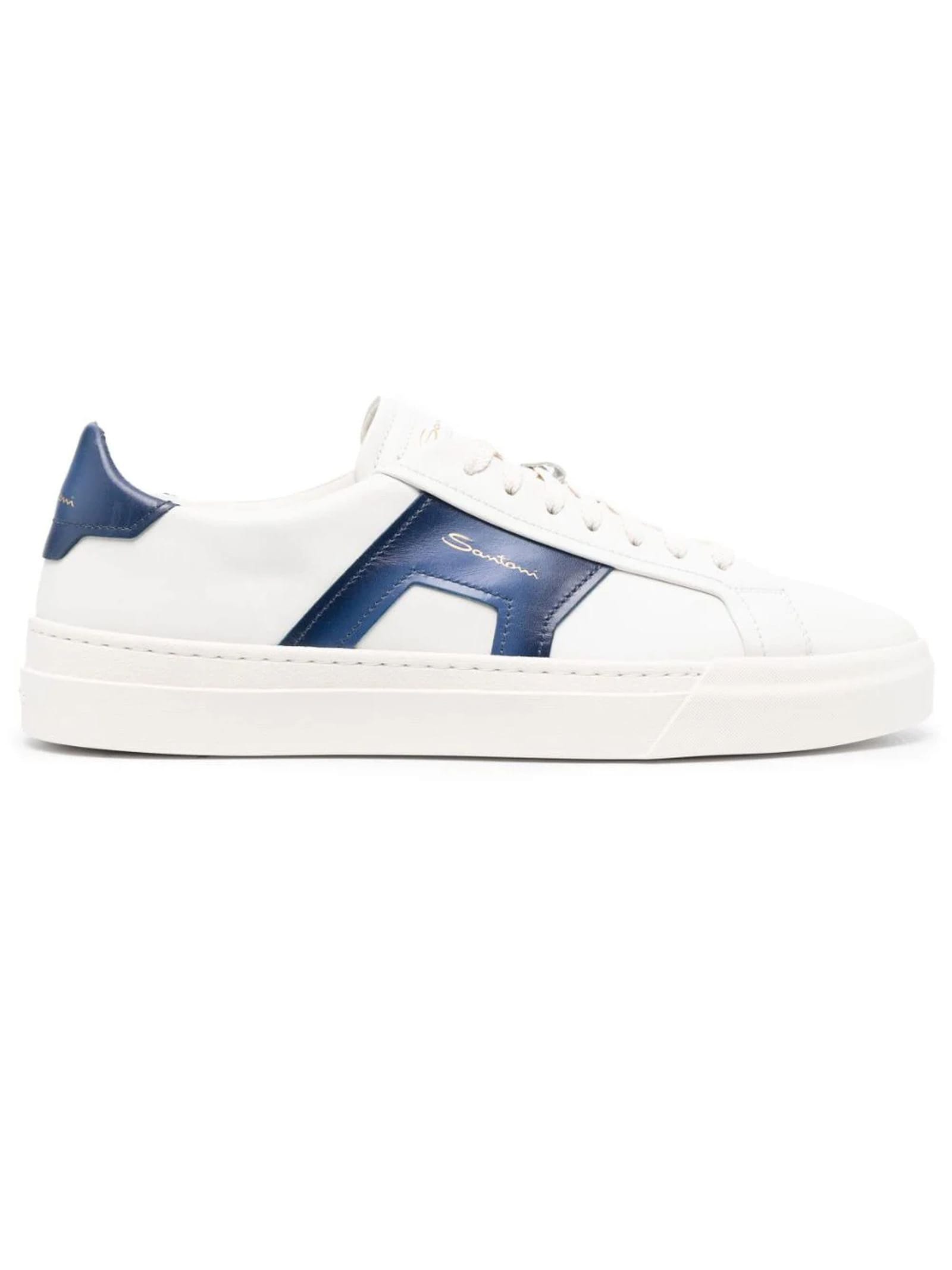 White And Blue Leather Sneakers