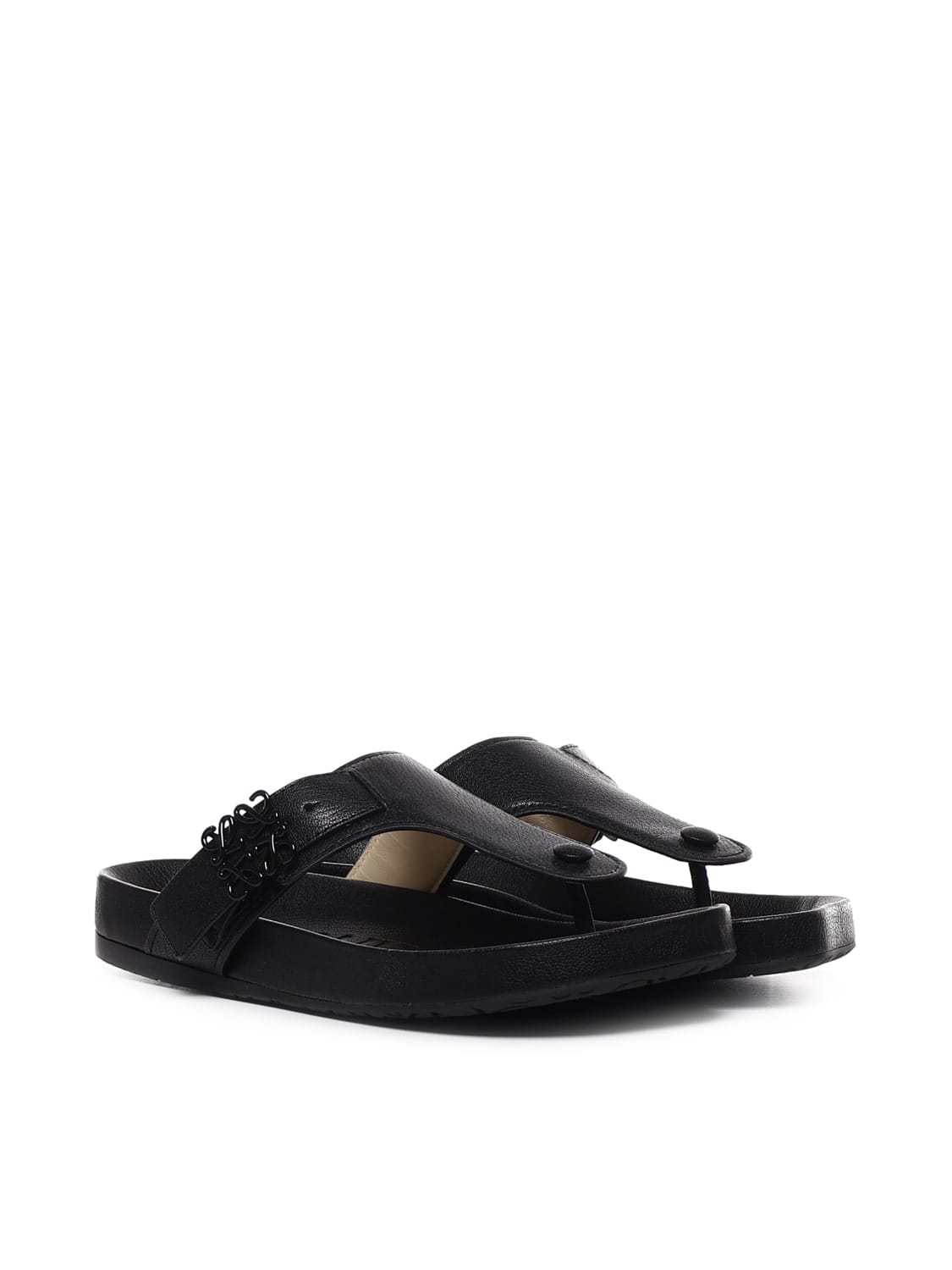 Shop Loewe Ease Sandals In Rubber In Black