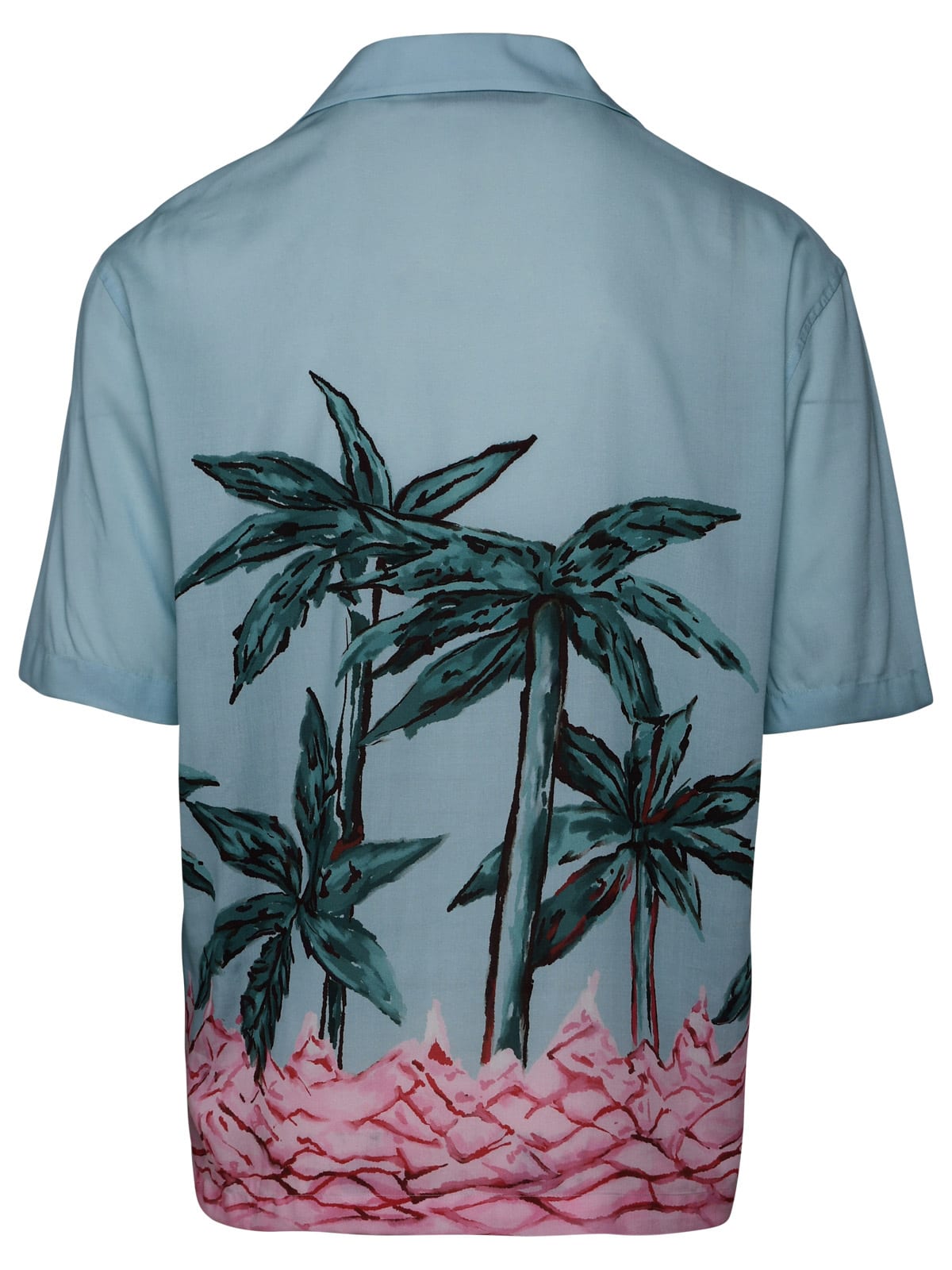 Shop Palm Angels Multicolor Viscose Shirt In Light Blue