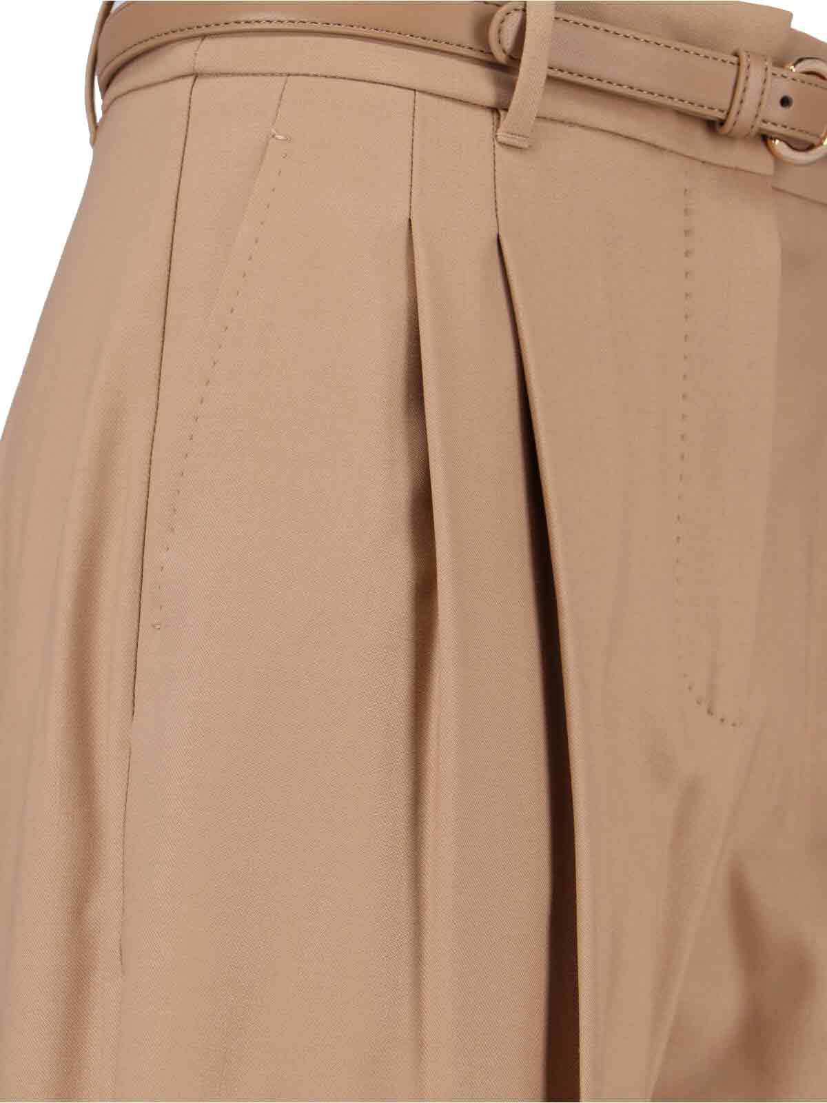 Max Mara Straight Trousers With Pleated Front And Pockets In Brown