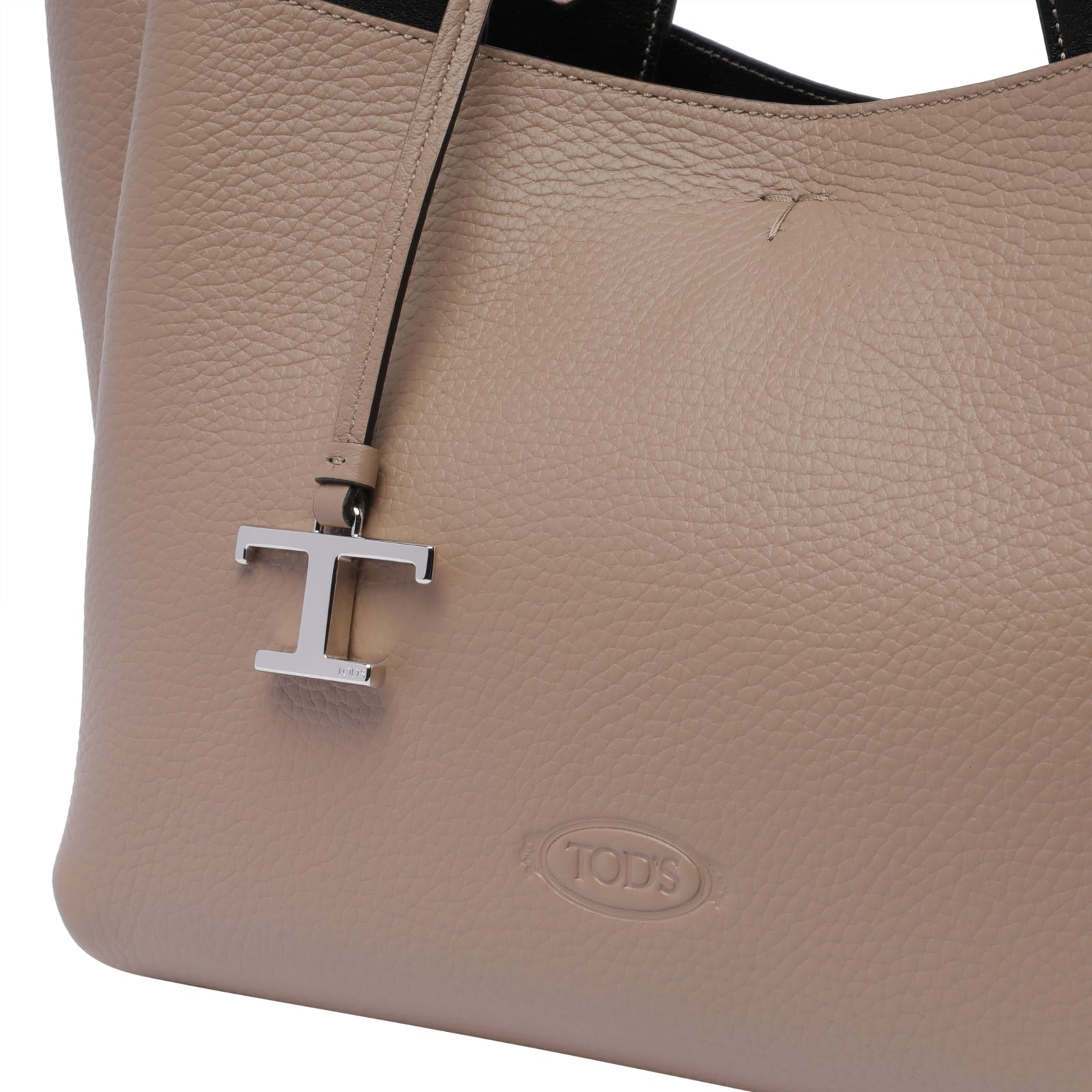 Shop Tod's Mini Leather Handbag In Beige