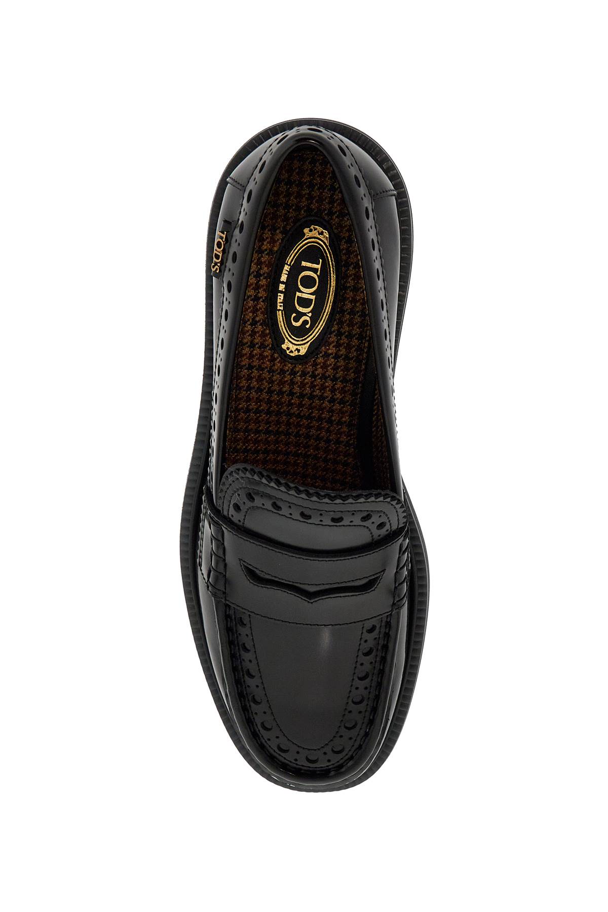 Shop Tod's Leather Brogue Loafers In Nero (black)