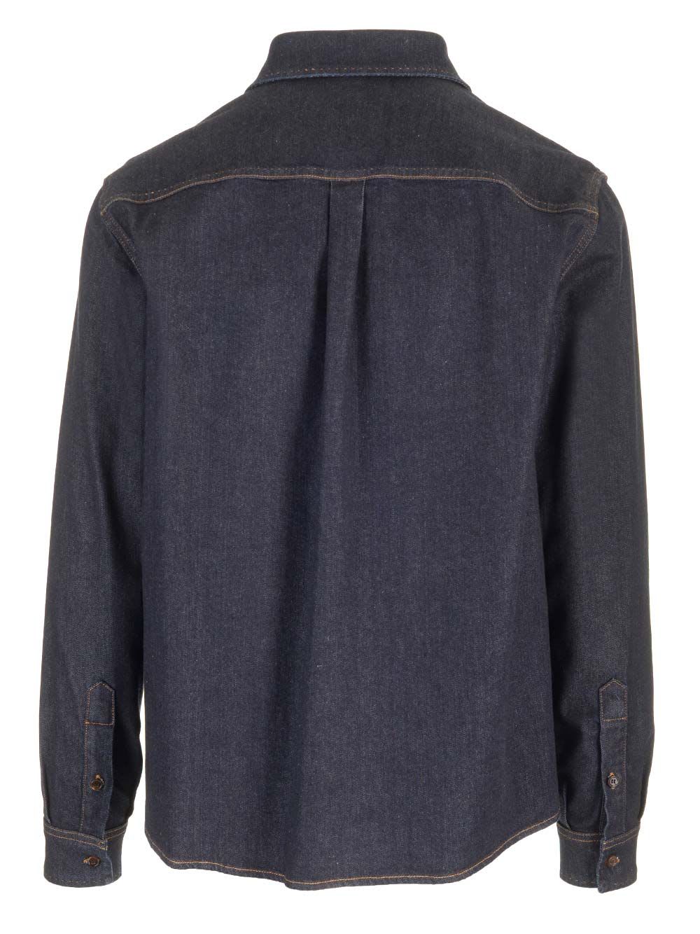 Shop Dolce & Gabbana Dark Blue Denim Shirt