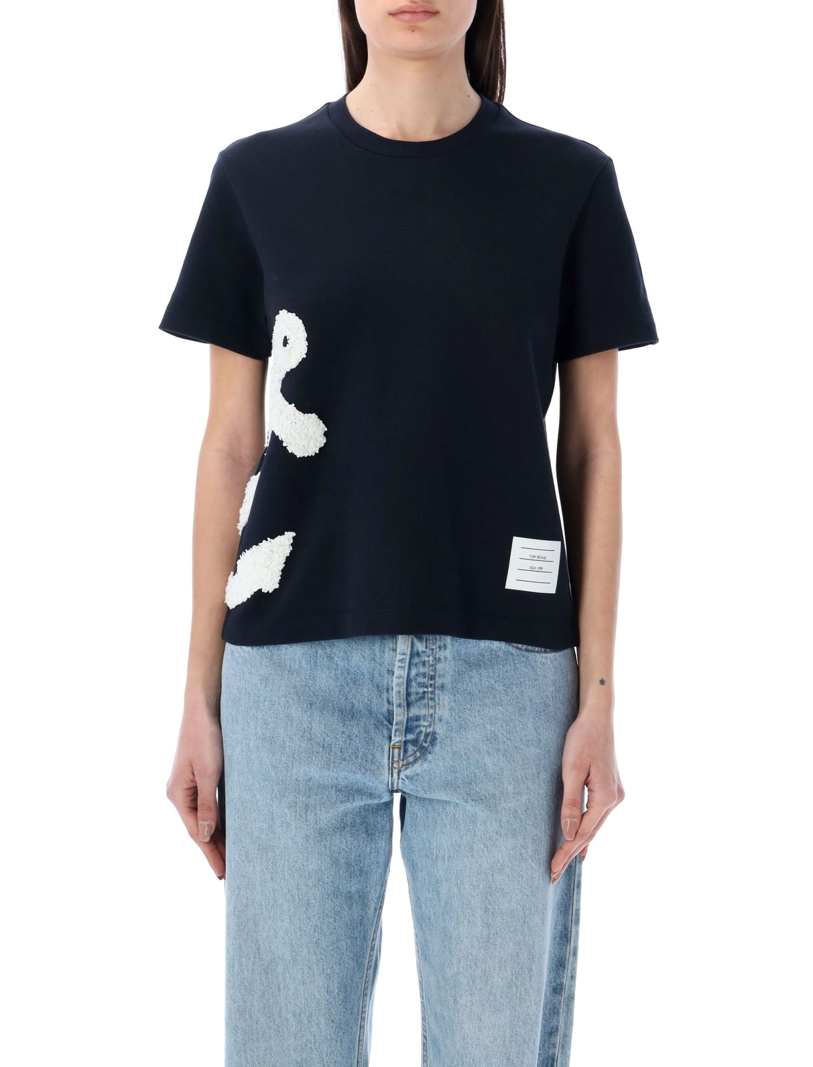 THOM BROWNE BOUCLE EMBROIDERY TSHIRT