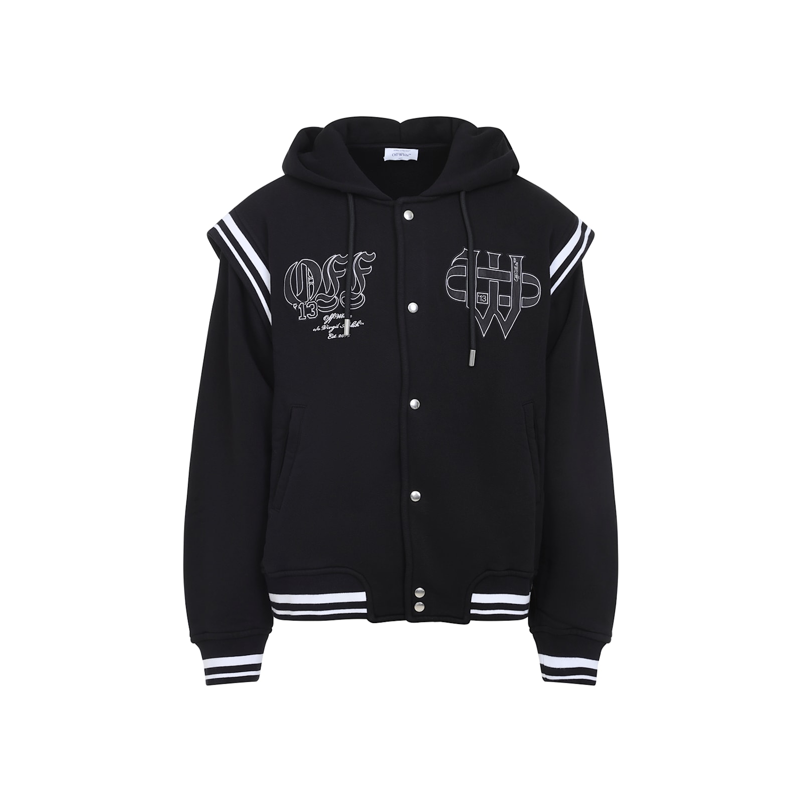 Off-white Off White Gothic Fleece Varsity Jacket In Black