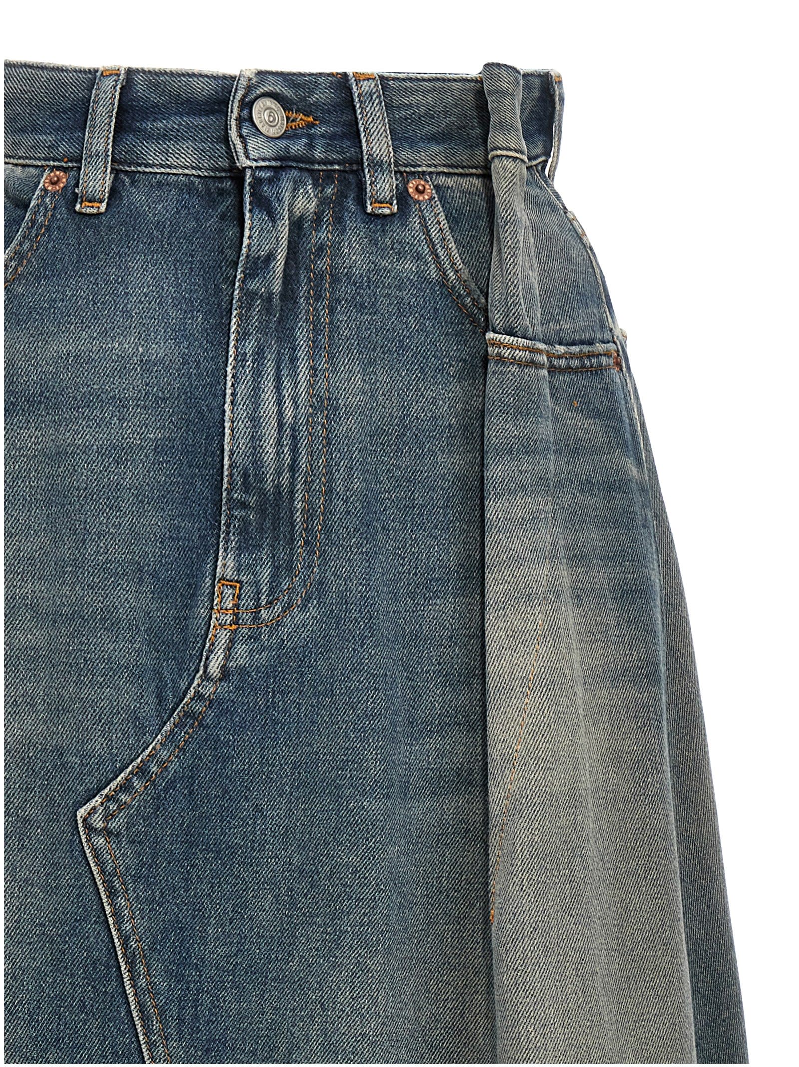 Shop Mm6 Maison Margiela Delavé Denim Skirt In Gray