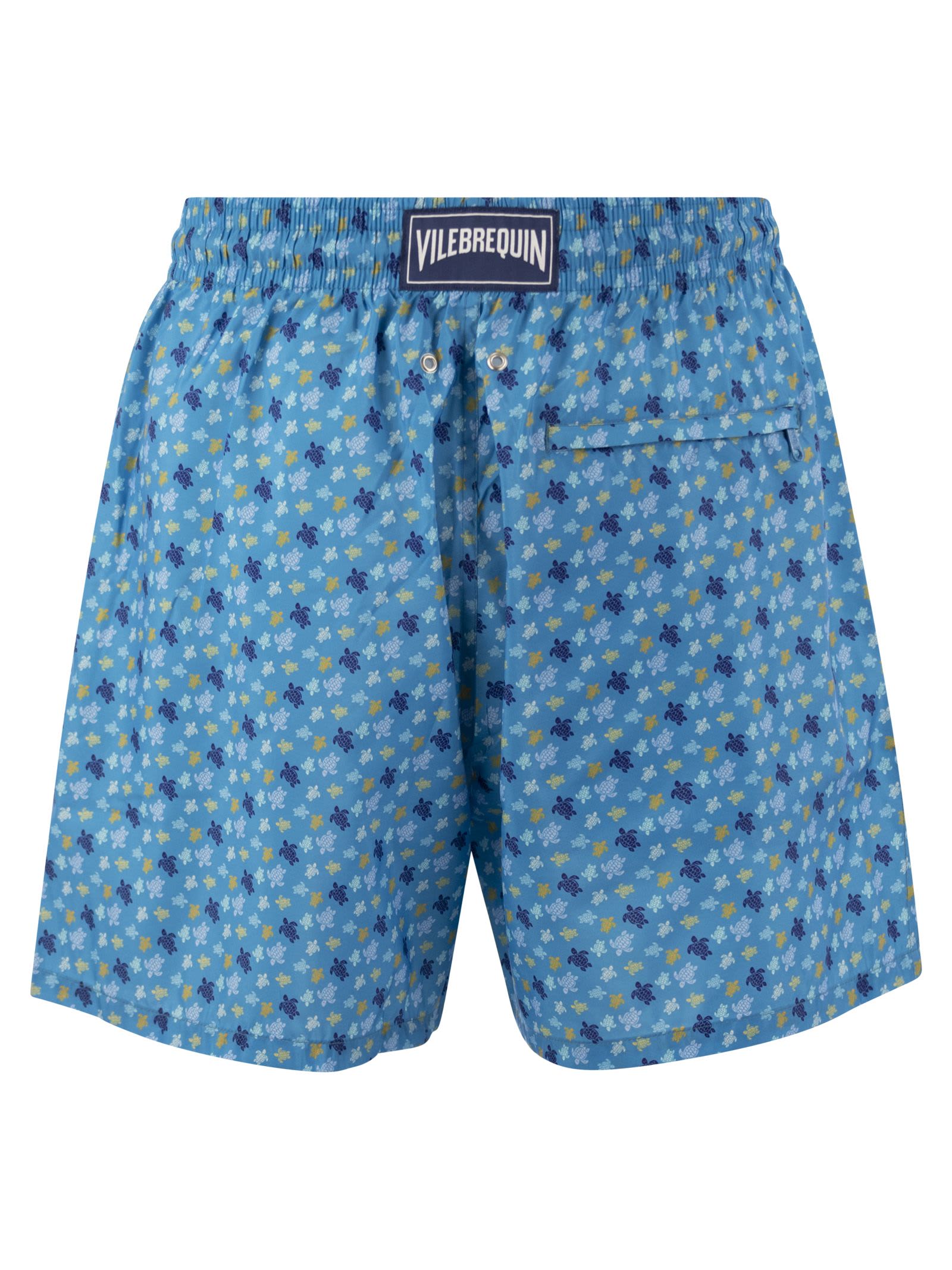 Shop Vilebrequin Ultralight And Foldable Patterned Beach Shorts In Light Blue