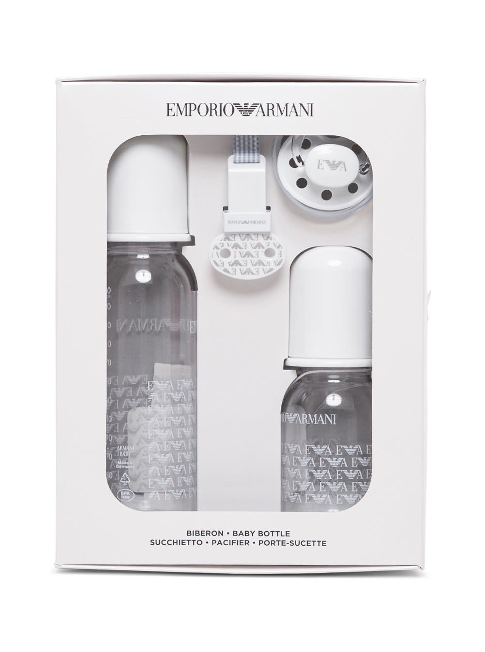 Emporio Armani Baby Bottle And Pacifier Set With Logo